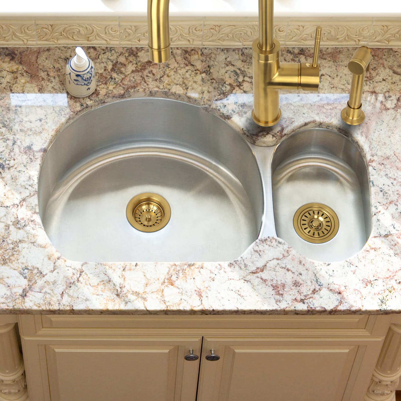 Premium Brass Gold Kitchen Sink Garbage Disposal Flange Stopper - Universal 3.5