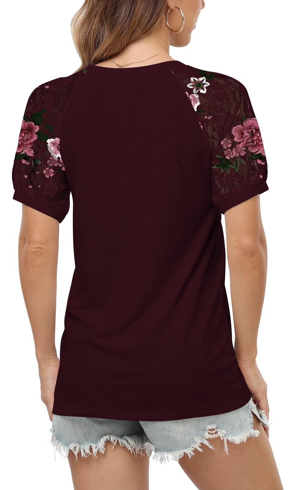 Women's Casual Loose Fit Lace T-Shirt & Blouse - Long/Short Sleeve Tops for Everyday Wear, Office, Dating & Weekend Outfits