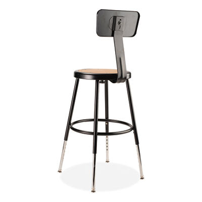 NPS 6200 Series 19-27 Inch Height Adjustable HD Stool with Backrest - 500 lb Weight Capacity (Set of 4) - Perfect for Office, Workshop, and Industrial Use