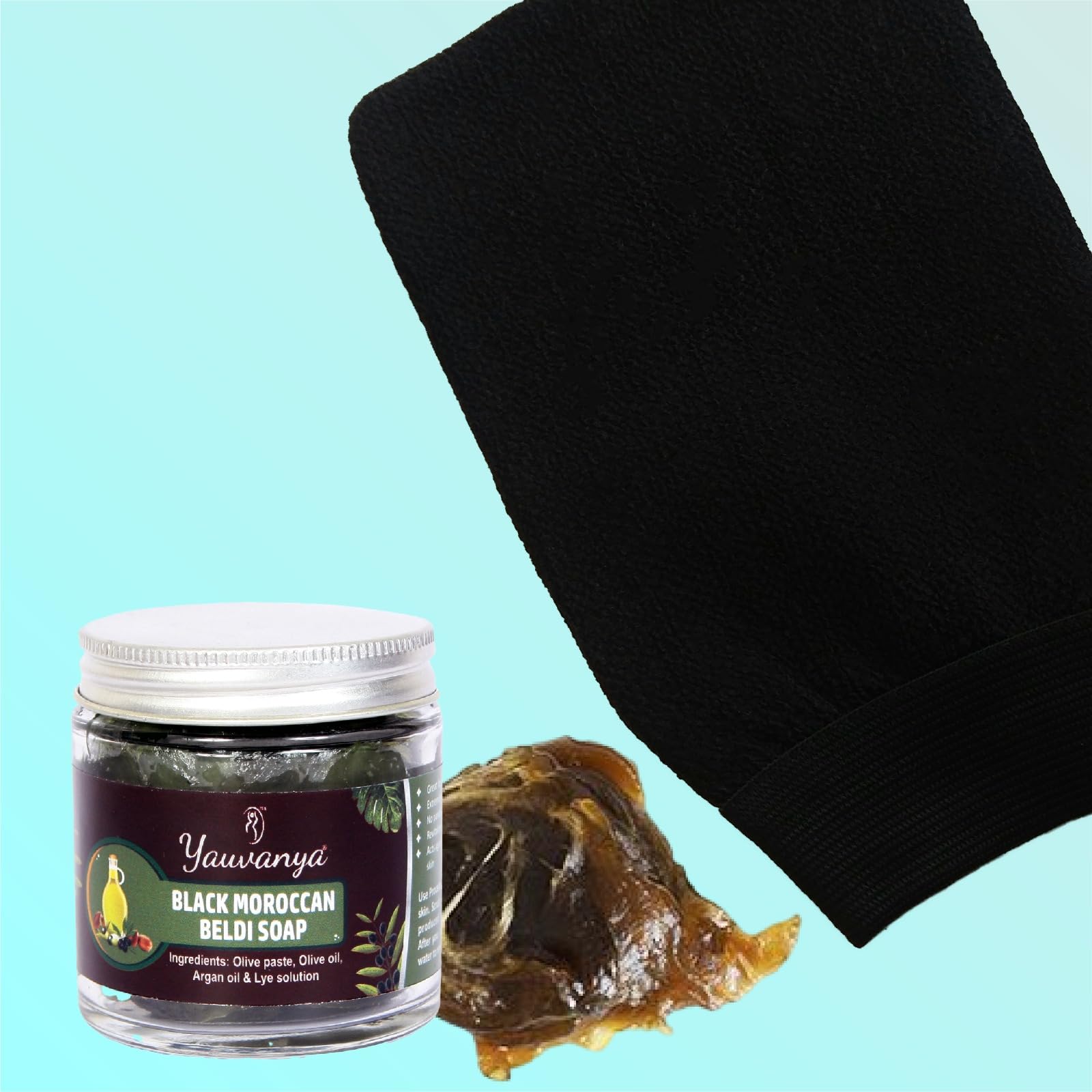 Yauvanya Deep Exfoliating Moroccan Kessa Glove for Body - Premium Exfoliating Scrubber & Dead Skin Remover | Hammam & Loofah Glove for Smooth Skin | Ideal for Spa, Shower & Self-Care Routine
