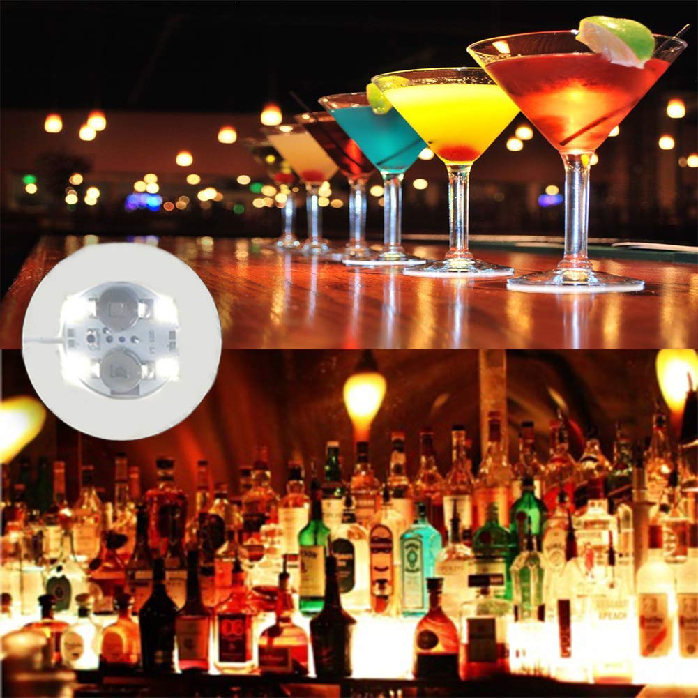 12Pcs LED Coaster Set - Reusable LED Cup Holder Lights for Wine & Champagne Bottles - Party, Bar, Wedding Decorations - Warm White Lighting for Home & Special Events