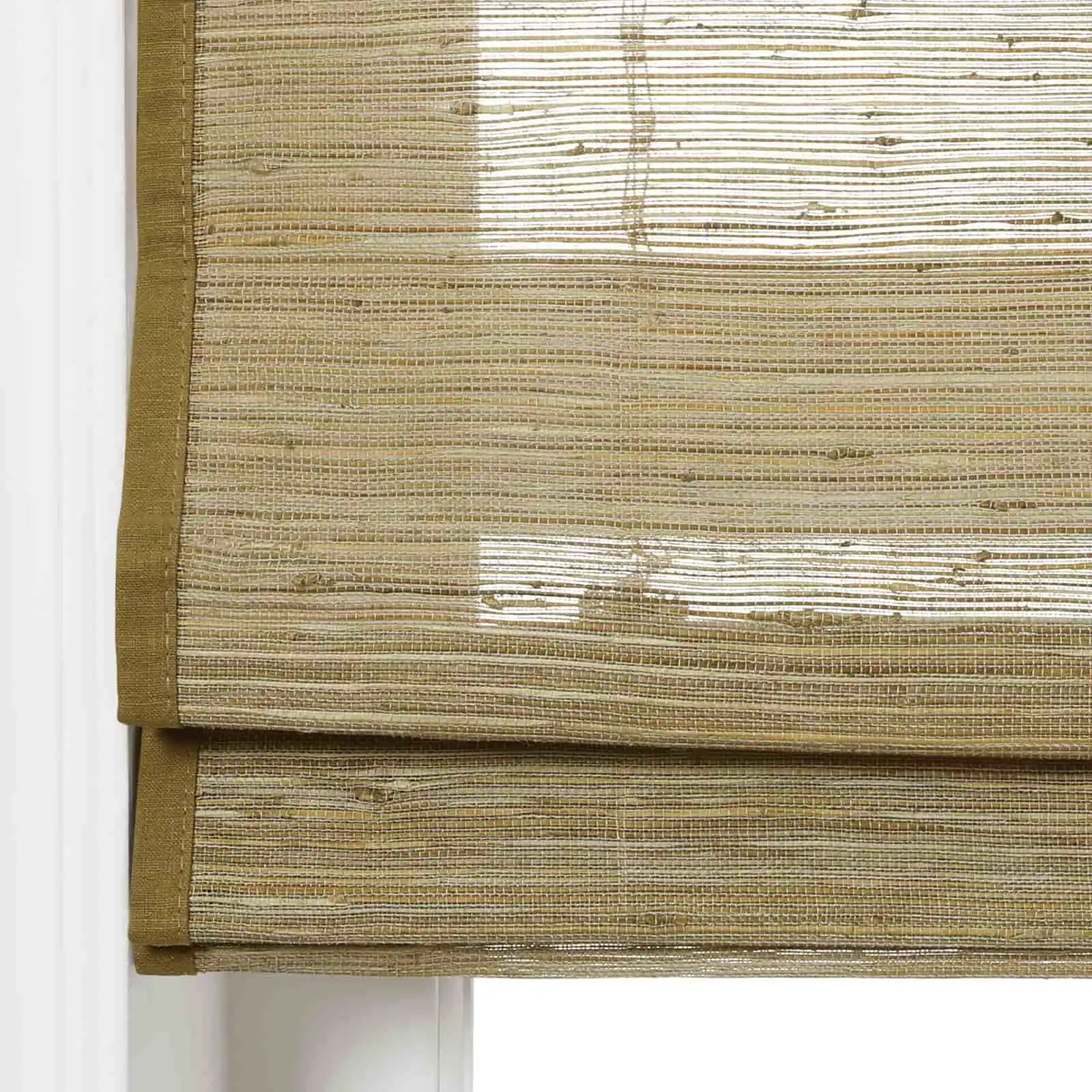 Rae Natural Jute Flax Woven Window Shade - Khaki Color, Eco-Friendly Blackout Curtain for Bedroom & Living Room Privacy