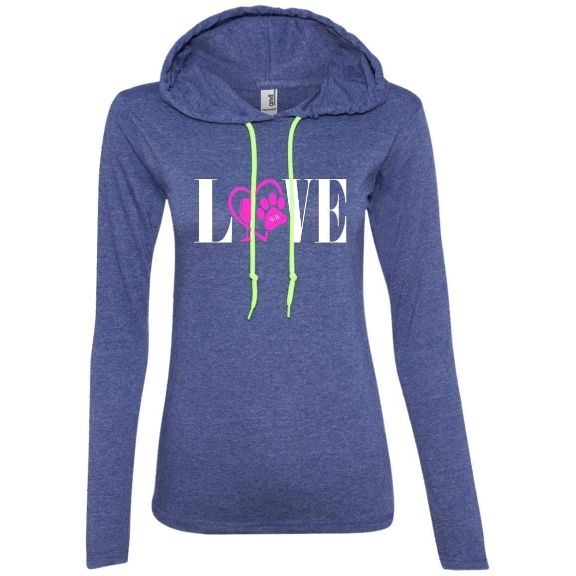 WineyBitches.co Love Paw Collection - Women's Long Sleeve T-Shirt & Hoodie with White Lettering | Perfect for Casual Wear, Pet Lovers & Wine Enthusiasts