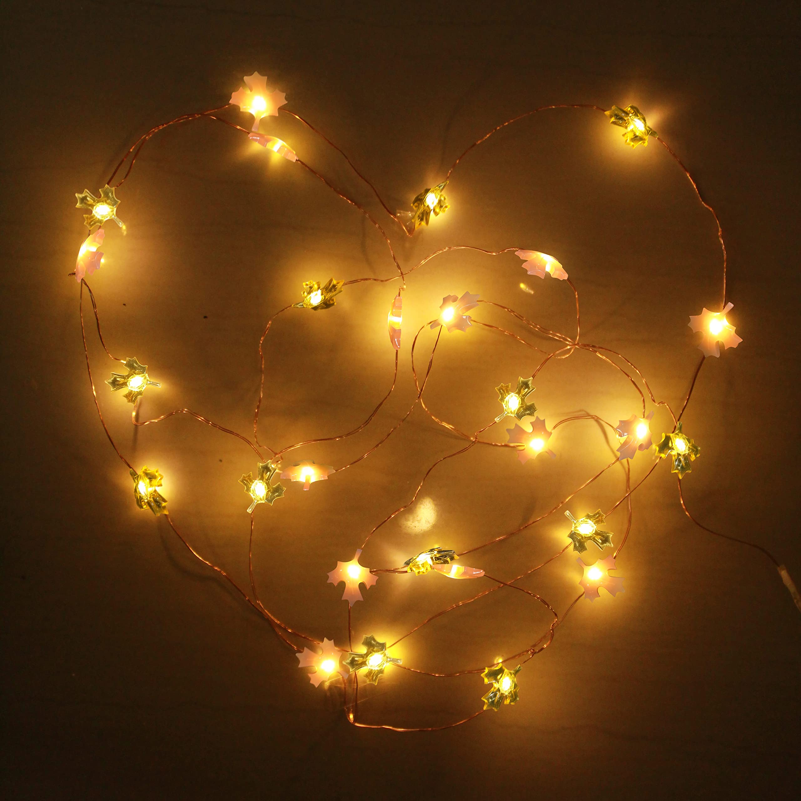 FURORA LIGHTING 20 LED Warm White Fairy Lights with 6/18 Hour Timer - 90 Inch Battery Operated Maple Leaf String Lights for Bedroom, Wedding, Party & Home Decor (Yellow & Pink)