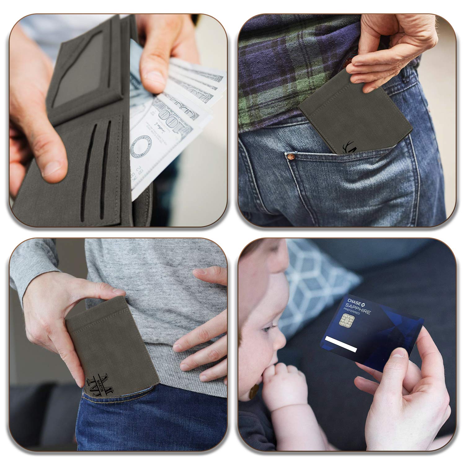 Personalized Men's Wallets - Custom Engraved Leather Wallet with Monogram | Gift for Him, Dad, Husband | Perfect for Everyday Use, Travel & Business