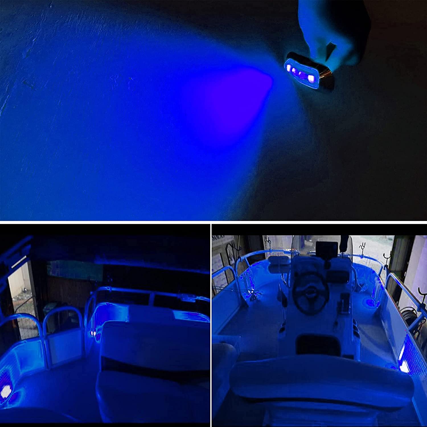 6Pcs Waterproof Blue LED Marine Boat Interior Lights - 12V/24V for Pontoon, Kayak, Yacht, Sailboat & Bass Boat - Perfect for Night Fishing & Cabin Lighting
