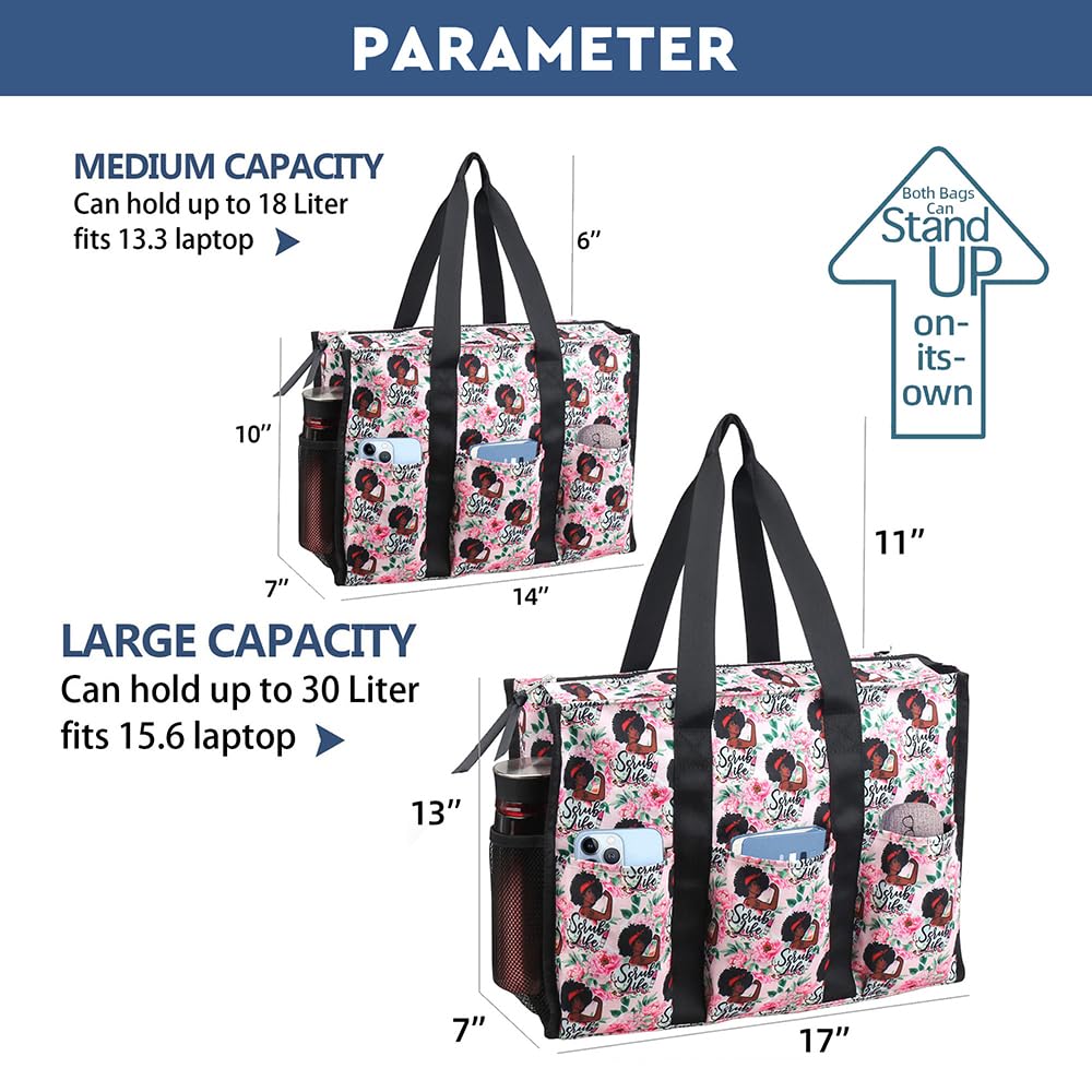 ABAMERICA Nurse Bags for Work - Waterproof Medical Tote with Multiple Pockets & Organizing Zipper Compartments - Perfect for Nursing Students, Clinical Shifts & Healthcare Professionals (Ideal for Stethoscopes, Supplies & Daily Essentials)