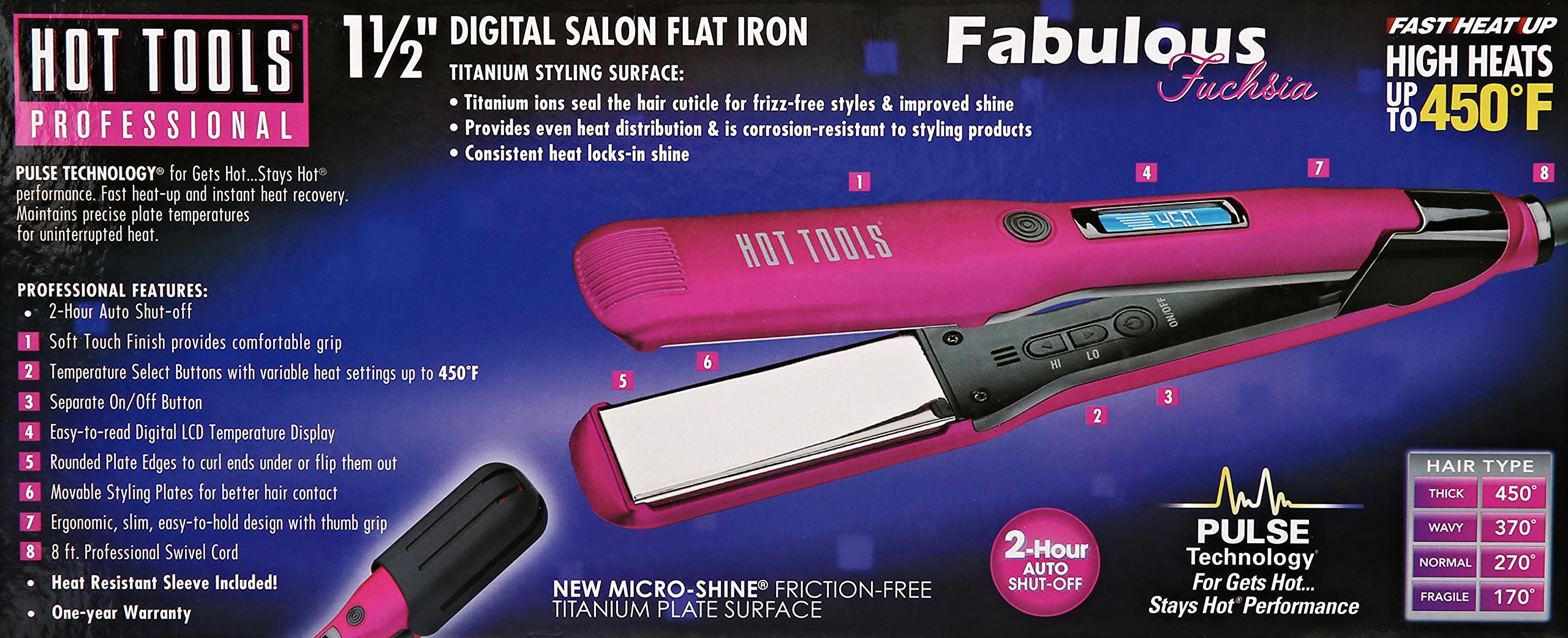 Hot Tools Titanium Flat Iron 1.5 Inch - Salon Styling at Home