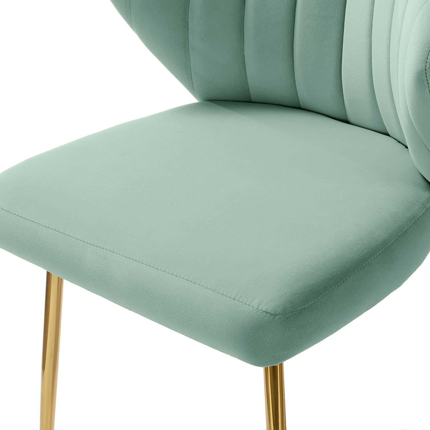 TINA'S HOME Modern Velvet Dining Chairs - Small Accent Chair with Golden Metal Legs, Tufted Back Upholstered Side Chair for Living Room, Kitchen, Vanity, Patio & Beauty Salon - Sage Green