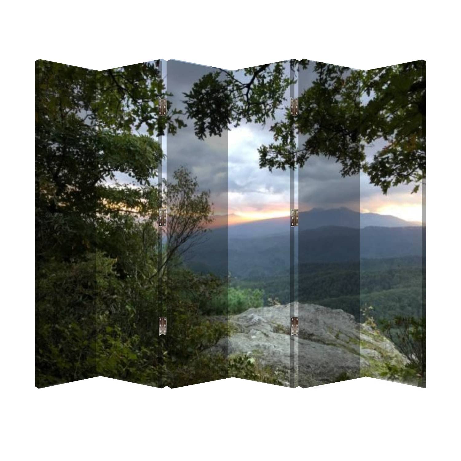 6-Panel Wooden Folding Room Divider Screen - Canvas Privacy Partition for Office & Home Decor | Blue Ridge Mountain Landscape Art (Boone, North Carolina) | Perfect for Creating Private Spaces in Living Rooms, Bedrooms, or Workspaces