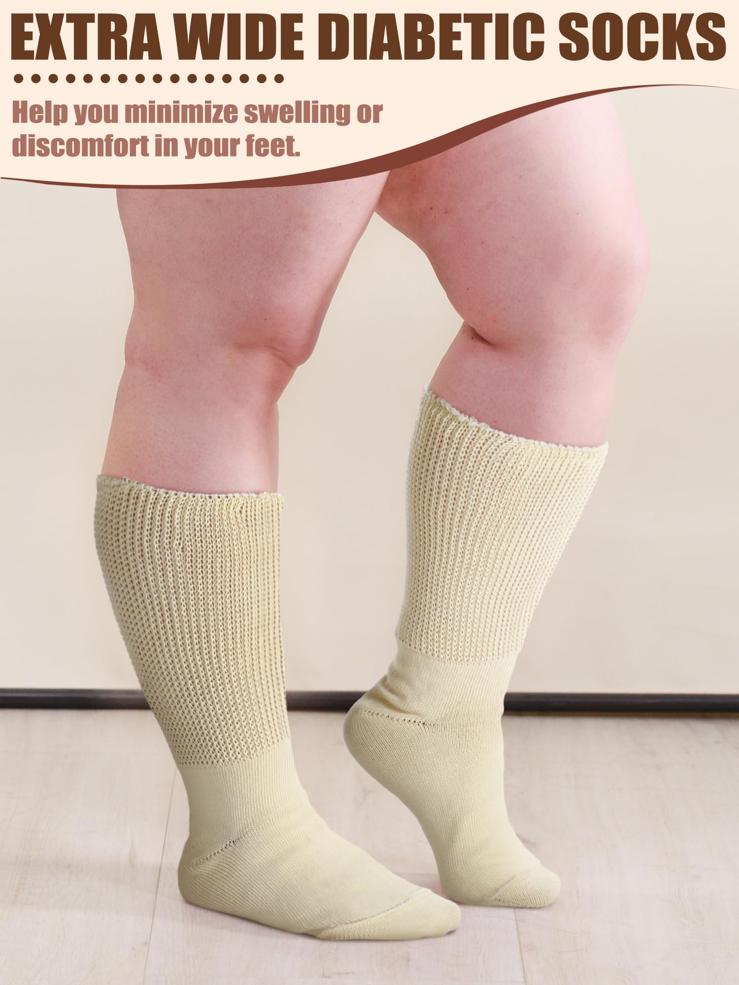 4 Pairs Wide Lymphedema Socks for Women 9-11 - Comfort for Swollen Feet & Bariatric Use