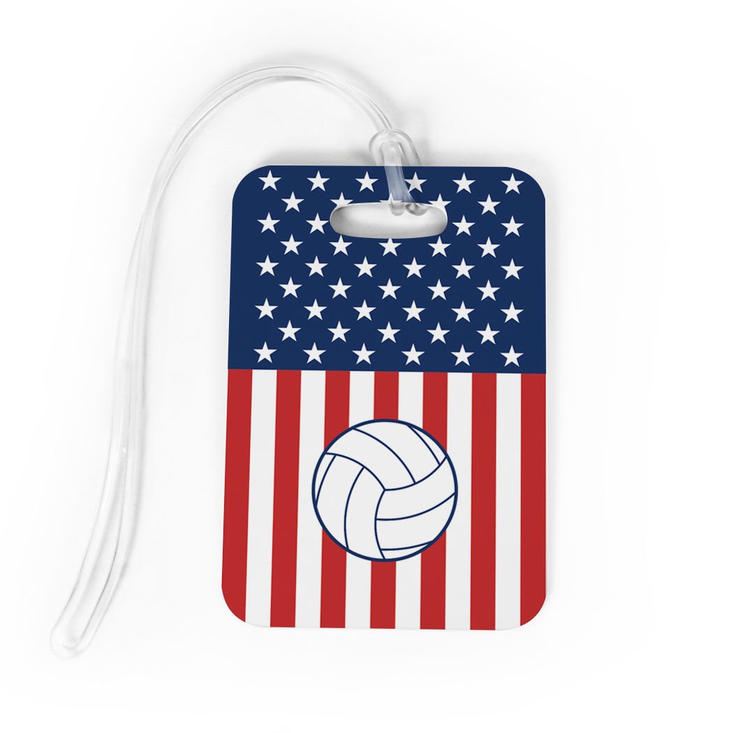 ChalkTalkSPORTS Volleyball Luggage Tag & Bag Tag - USA Volleyball Player Design - Medium Size - Perfect for Volleyball Players, Travelers & Sports Enthusiasts