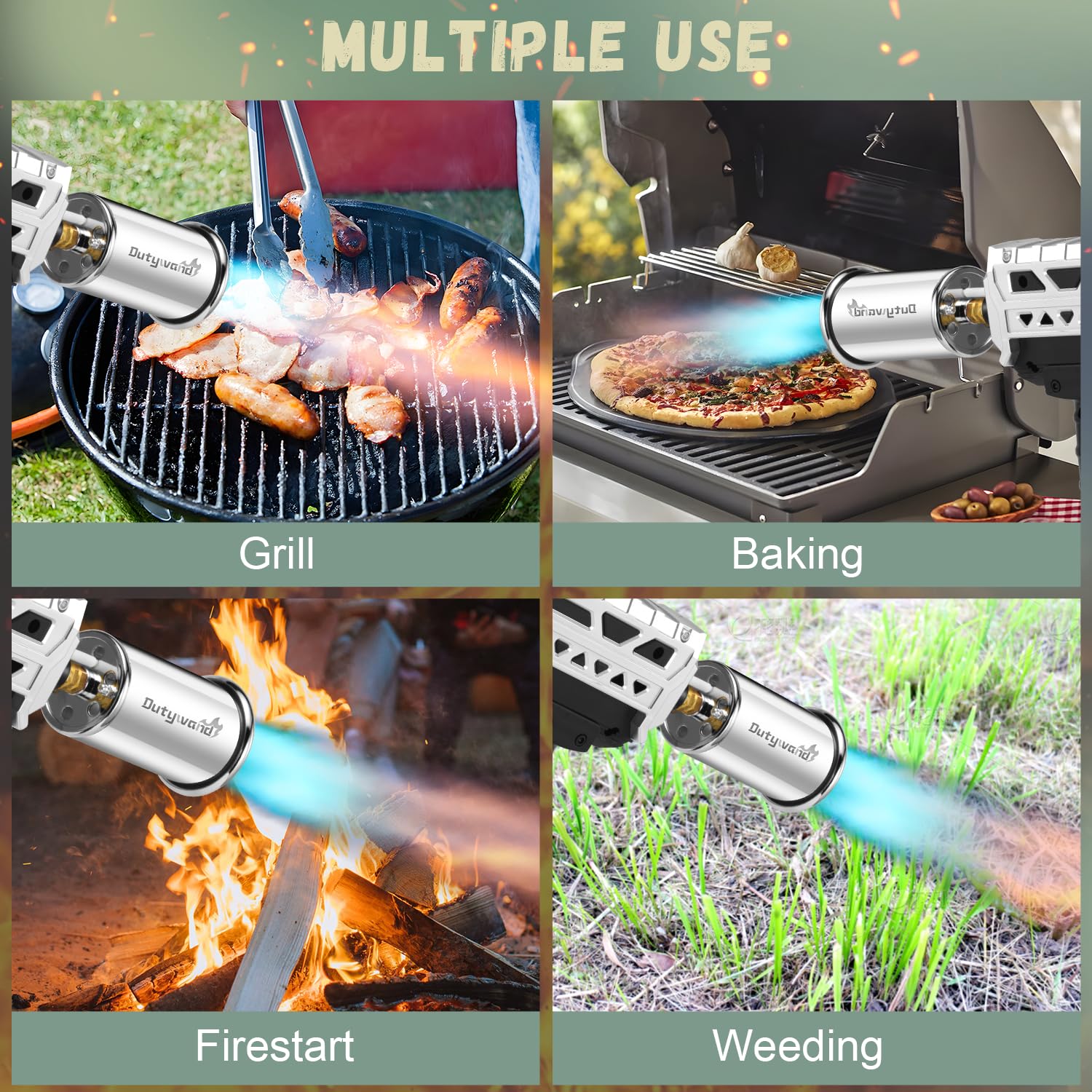 High-Powered Propane Grill Torch Gun - 800,000 BTU Adjustable Flamethrower for BBQ, Sous Vide, Campfire & Charcoal Grills - Professional Cooking Torch Head (Tank Not Included) - Perfect for Outdoor Cooking, Meat Searing & Fire Starting
