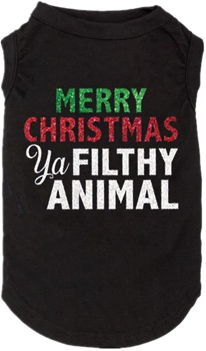 Futmtu Merry Christmas Dog Shirts - Cute Printed Puppy T-Shirt for Small & Large Dogs | Xmas Pet Clothing Gift for Dogs & Cats | Perfect for Holiday Photos & Family Gatherings
