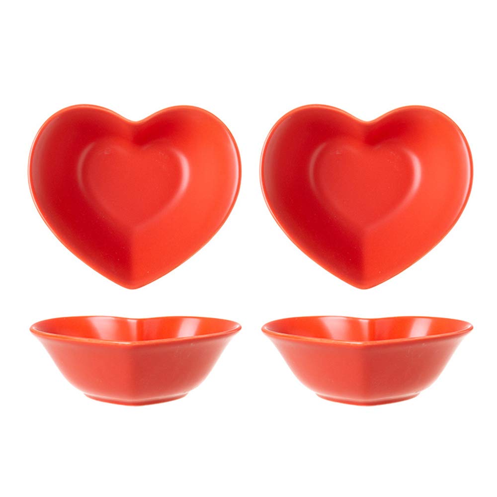 Heart-Shaped Porcelain Ramekin Bowls Set of 4 - Matte Finish Souffle Dishes & Creme Brulee Cups for Baking, Desserts, and Elegant Table Setting
