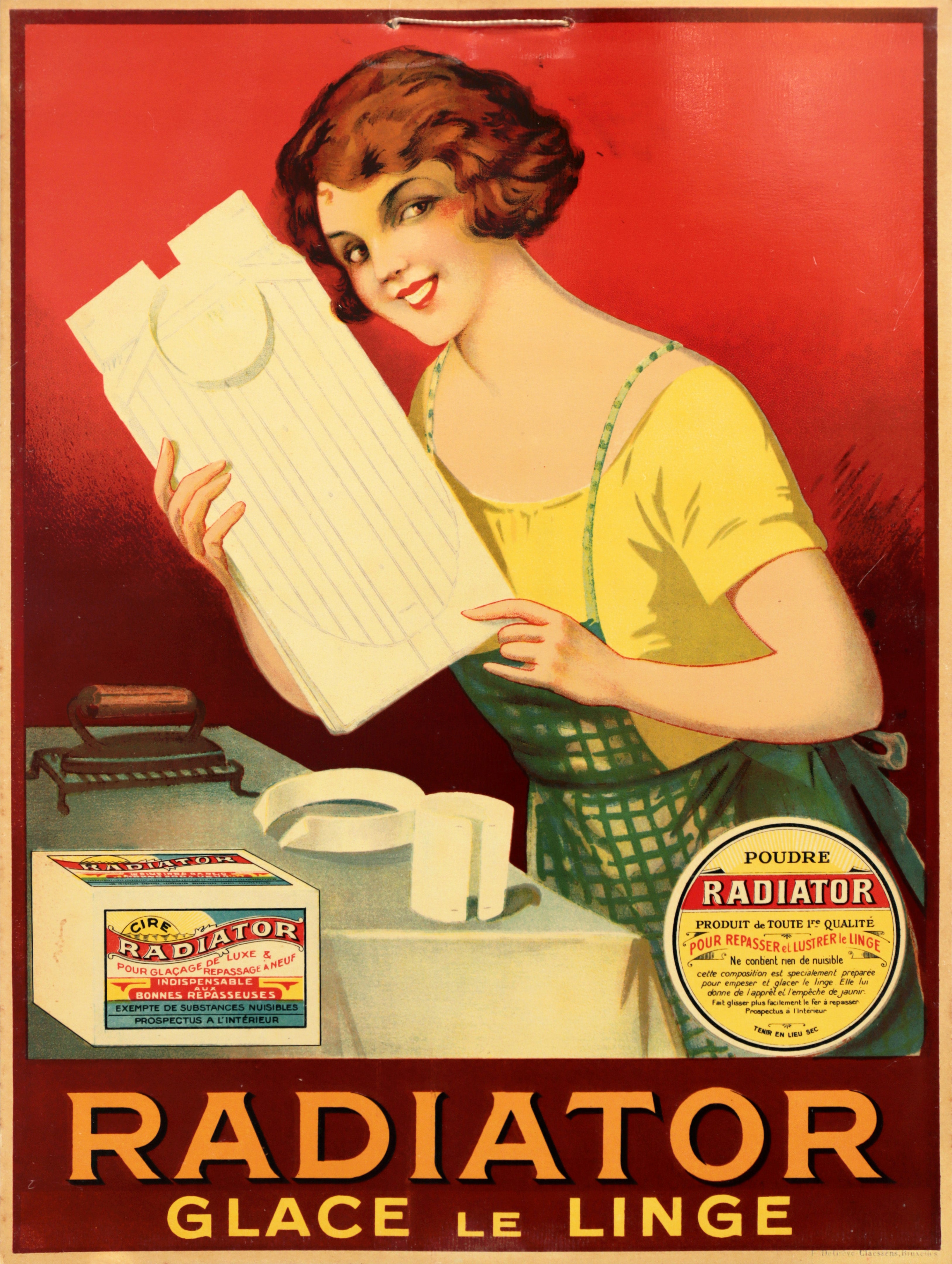 Vintage 1920s French Advertising Carton for Poudre Radiator Laundry Starch - Antique Collectible Home Decor for Kitchen, Laundry Room or Vintage Style Interiors