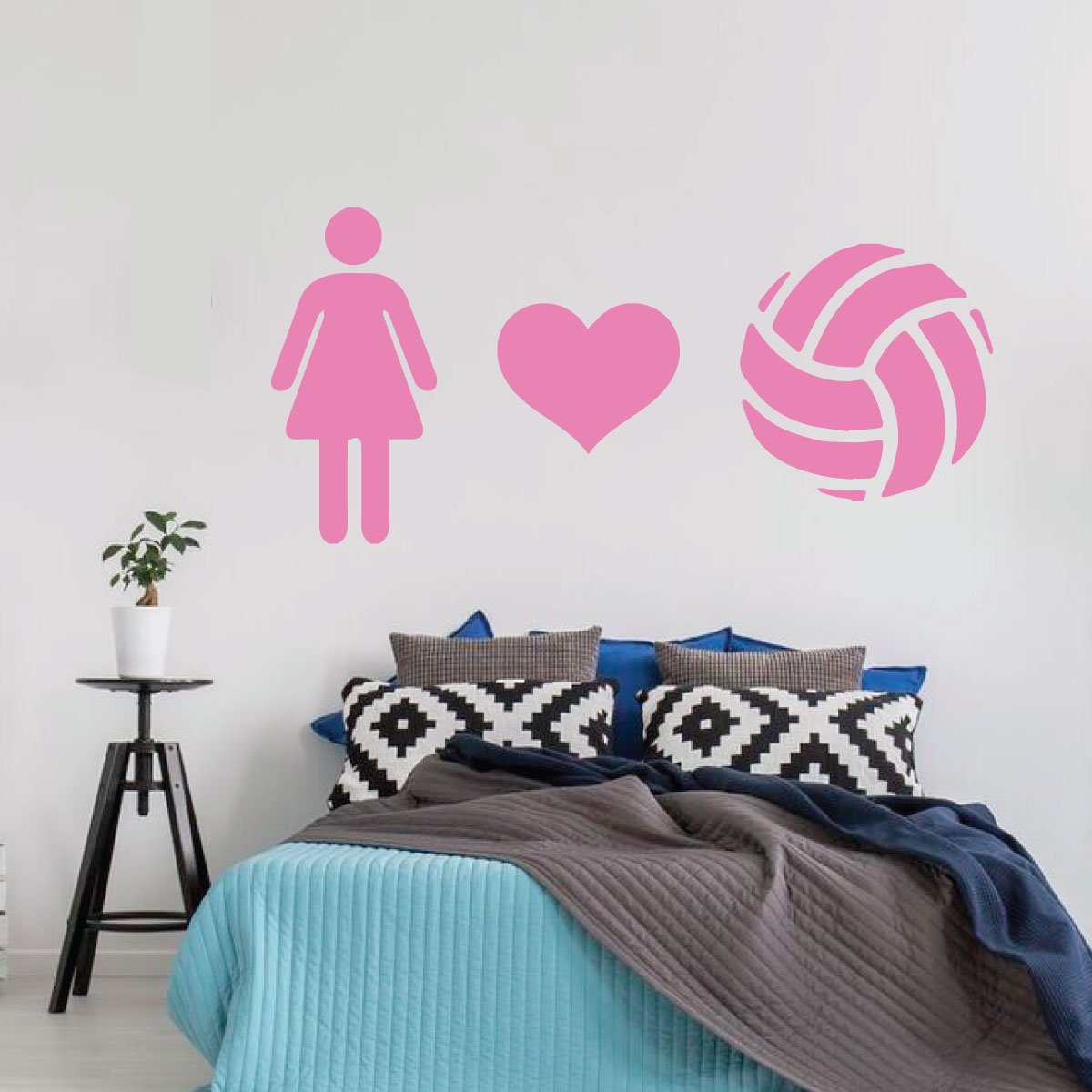 Volleyball Wall Decal - Heart-Shaped Vinyl Sticker for Girls Room Decor - Sports Themed Bedroom & Playroom Wall Art - Perfect for Teen Bedrooms, Sports Lovers & Volleyball Fans