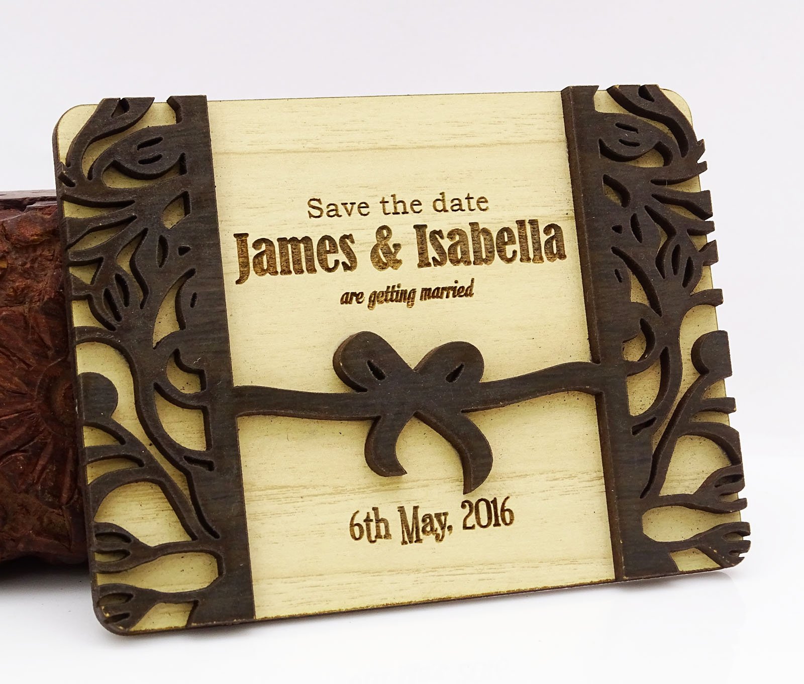 Personalized Engraved Wooden Magnets - Custom Save The Date Wedding Favors - Rustic Home Decor & Fridge Magnets - Perfect for Bridal Showers, Anniversaries & Housewarming Gifts