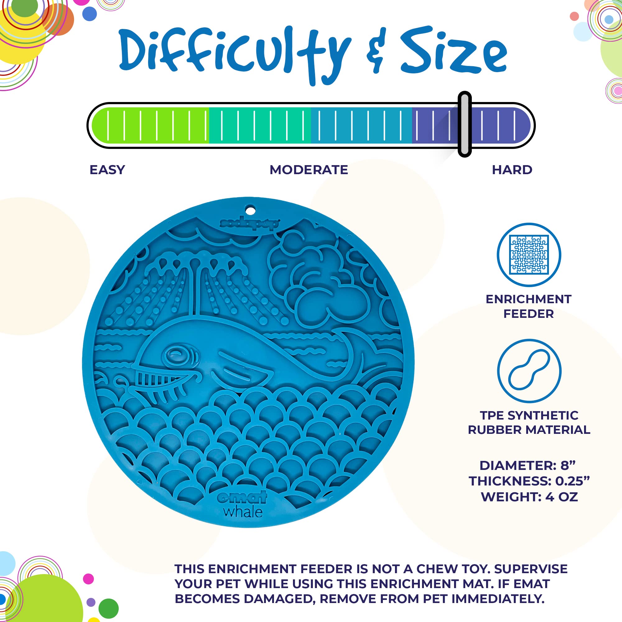SodaPup Whale Lick Mat for Dogs - Non-Toxic, Pet-Safe Rubber Slow Feeder with Suction Cups | Made in USA | Mental Stimulation, Digestive Health & Anxiety Relief | Perfect for Bath Time, Grooming & Mealtime Slow Feeding