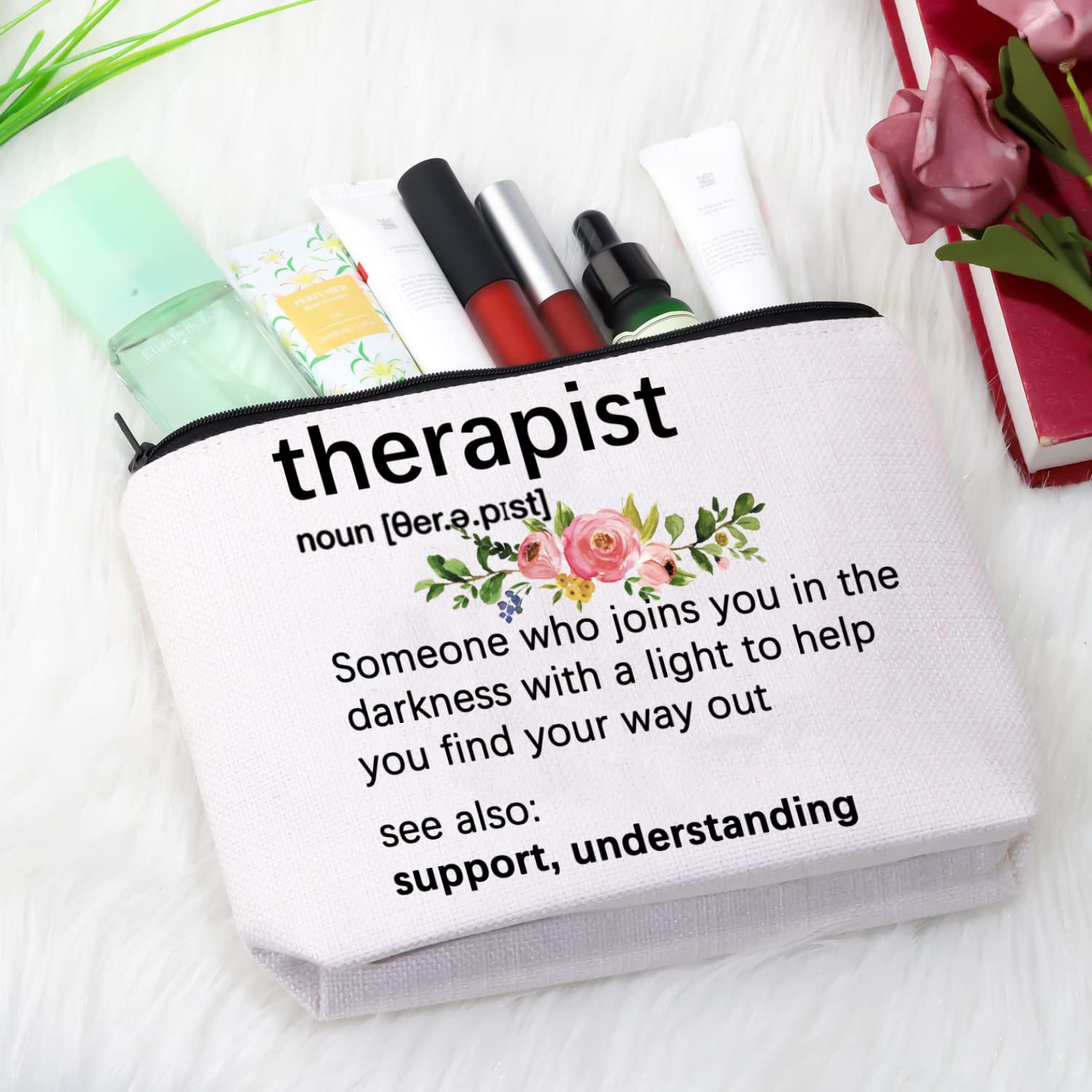 Therapist Gift Makeup Bag - Perfect Thank You Gift for Speech Language Pathologist, SLP & Mental Health Therapists | Ideal for Work, Travel & Daily Essentials