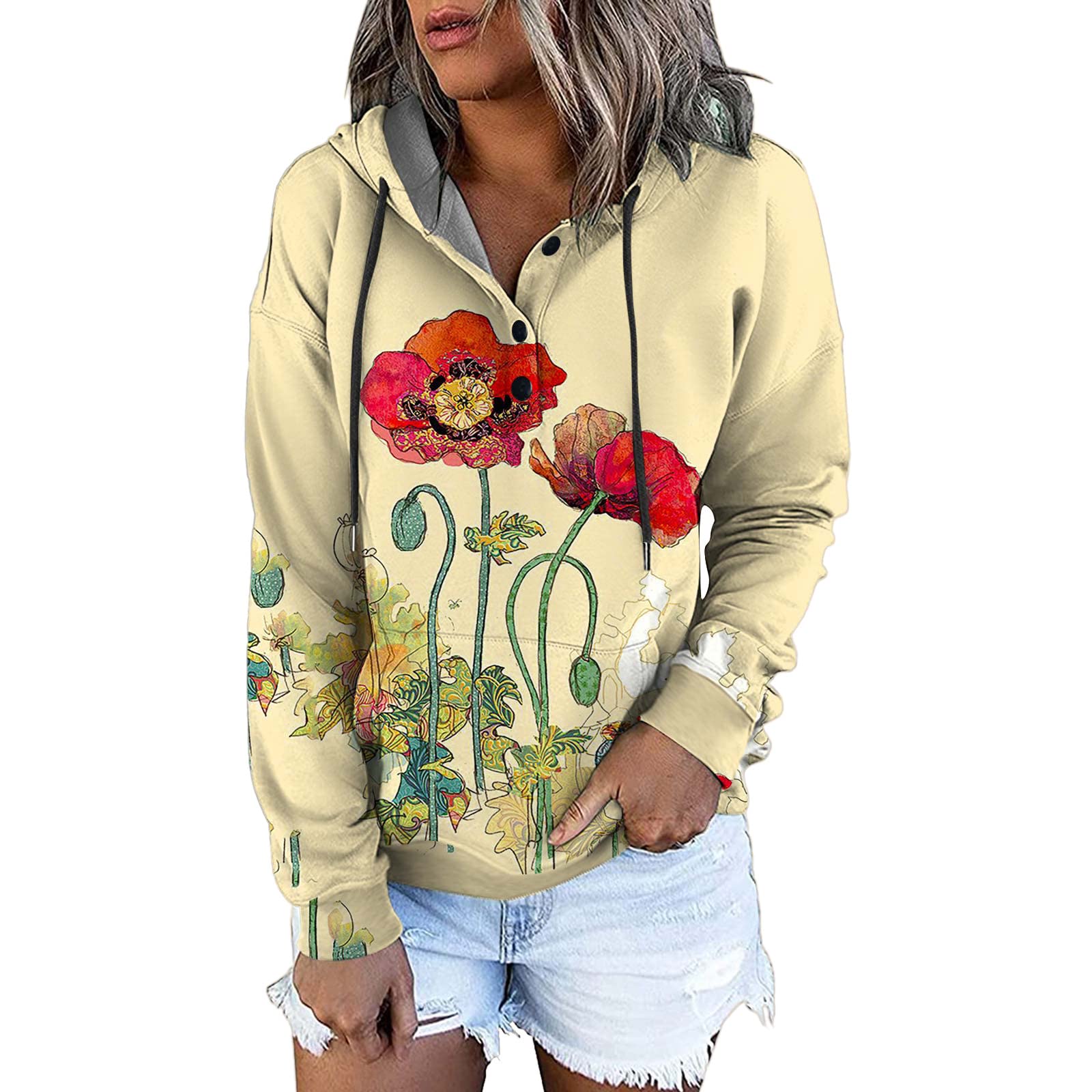 Women's Printed Pullover Hoodies - Casual Long Sleeve Drawstring Sweatshirts for Fall & Winter | Cozy Lounge Wear, Street Style Fashion
