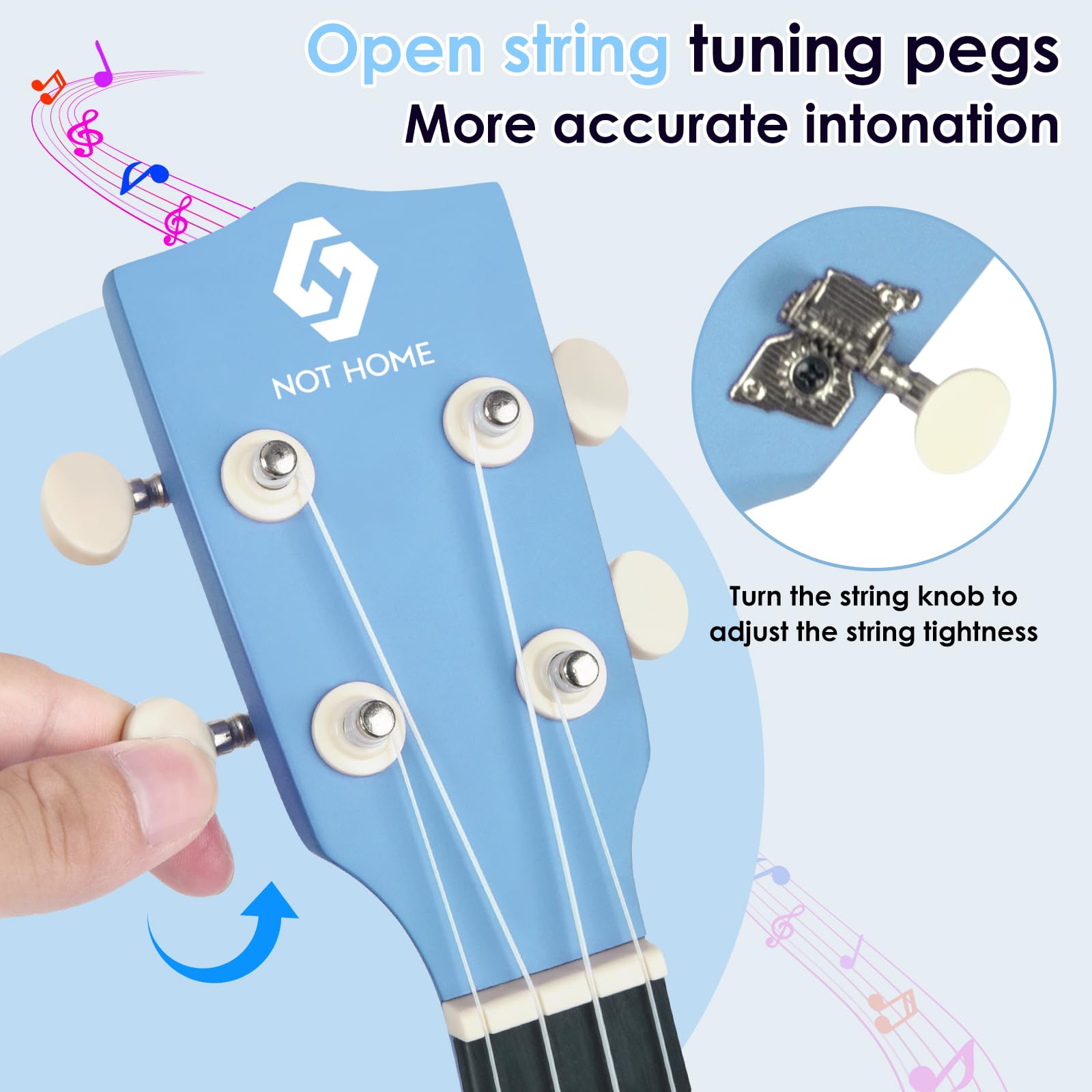 **Soprano Ukulele for Beginners & Adults - 21 Inch Hawaiian Ukulele with 4 Strings, Basswood Body, Blue - Perfect for Kids, Students, Travel & Beach Music**