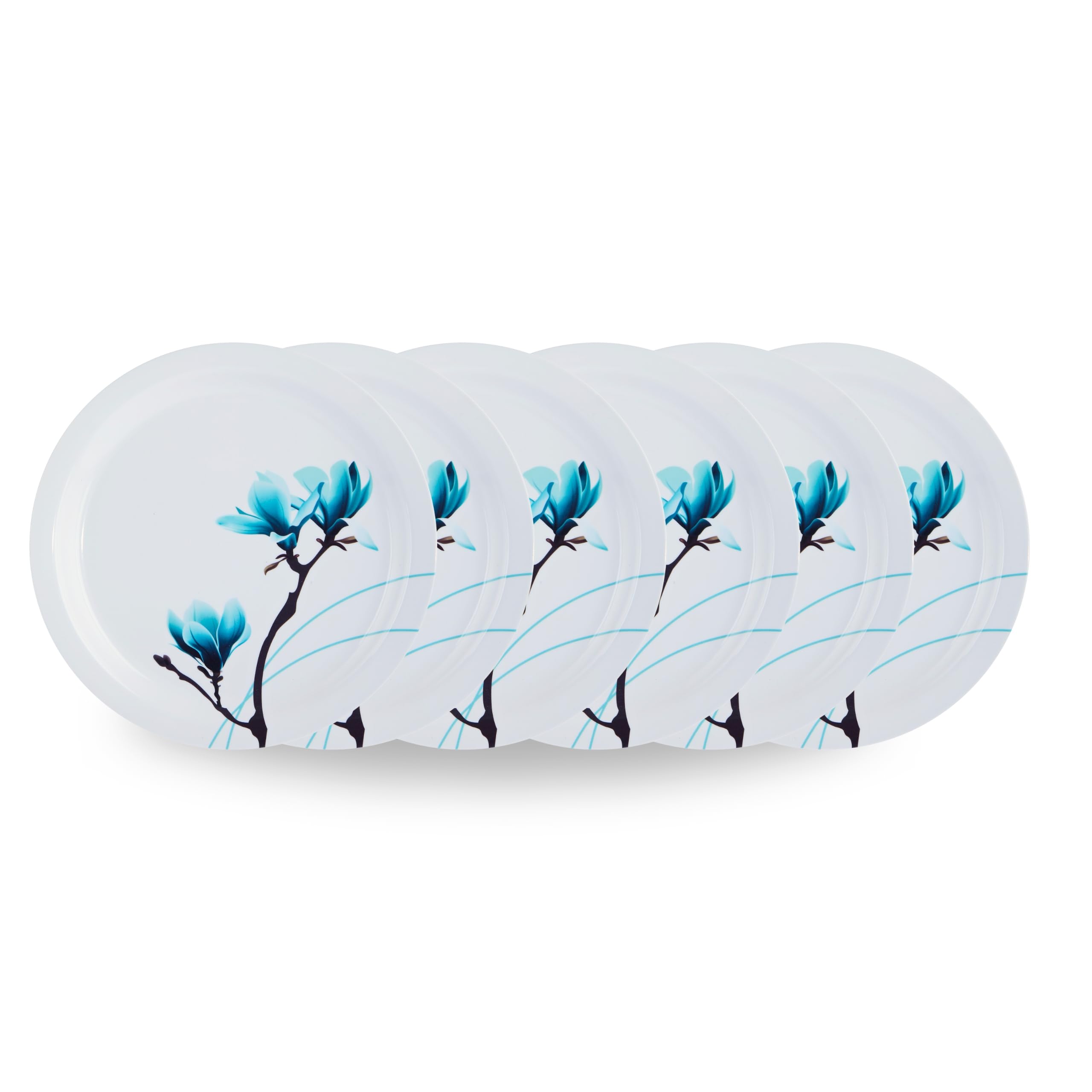 SKG ENTERPRISES 7-Inch Melamine Quarter Plates Set of 6 - Durable Break-Resistant Dishware for Snacks, Lunch & Dinner - Perfect for Home, Office & Restaurant Use - Sea Green Round Serving Plates - Ideal for Everyday Meals, Parties & Outdoor Dining