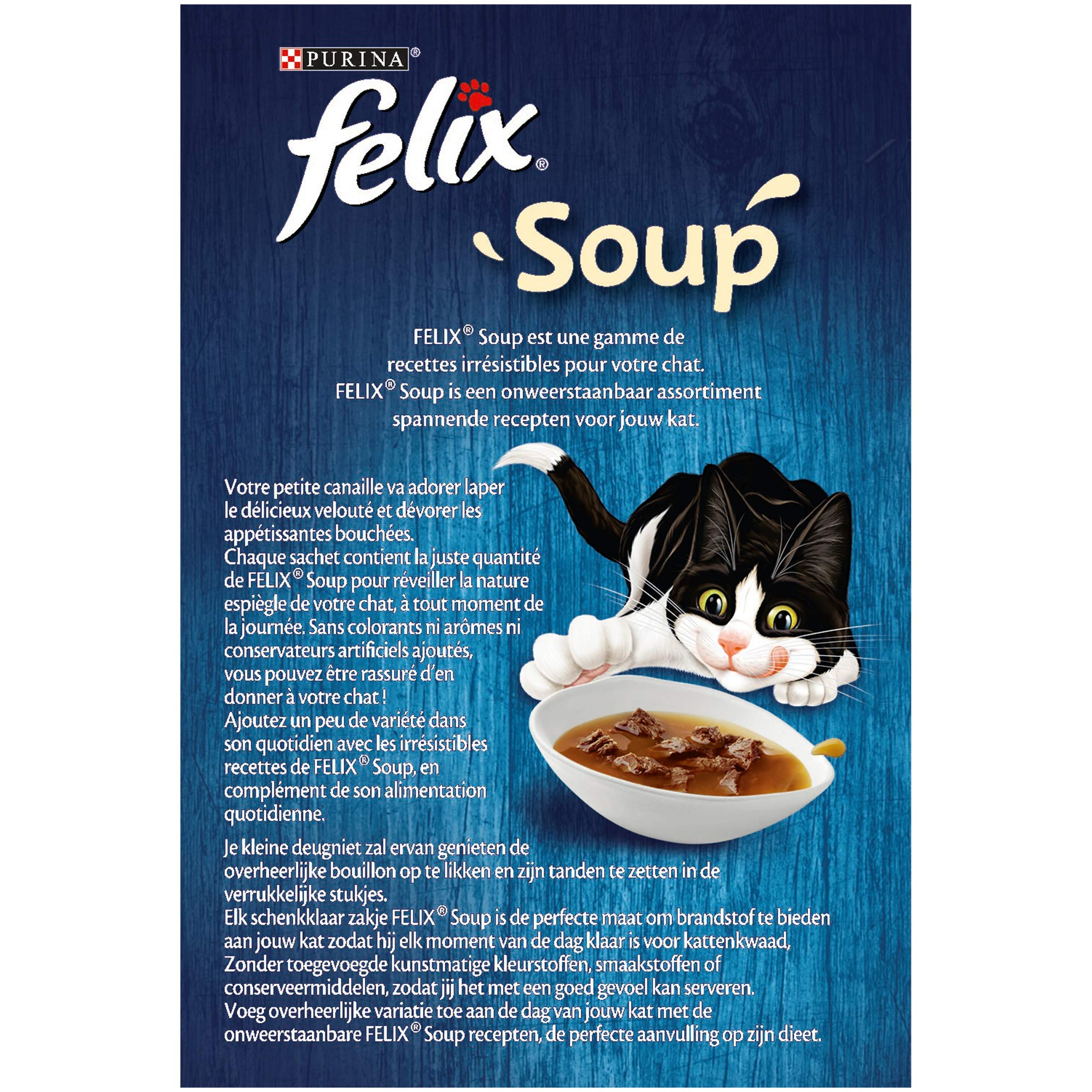 FELIX Cat Soup with Tender Pieces - Variety Pack of 8 (8 x 6 Pouches, 48g Each) - Delicious Land Flavors for Cats - Perfect for Hydration & Treat Time