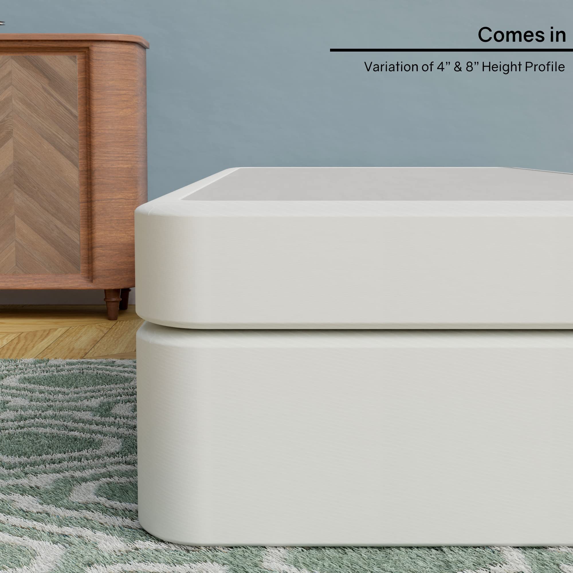 8-Inch Sturdy Fully Assembled Split Wood Traditional Box Spring/Foundation for Full Size Mattress Set - White - Perfect for Bedroom, Guest Room, and Dormitory Use