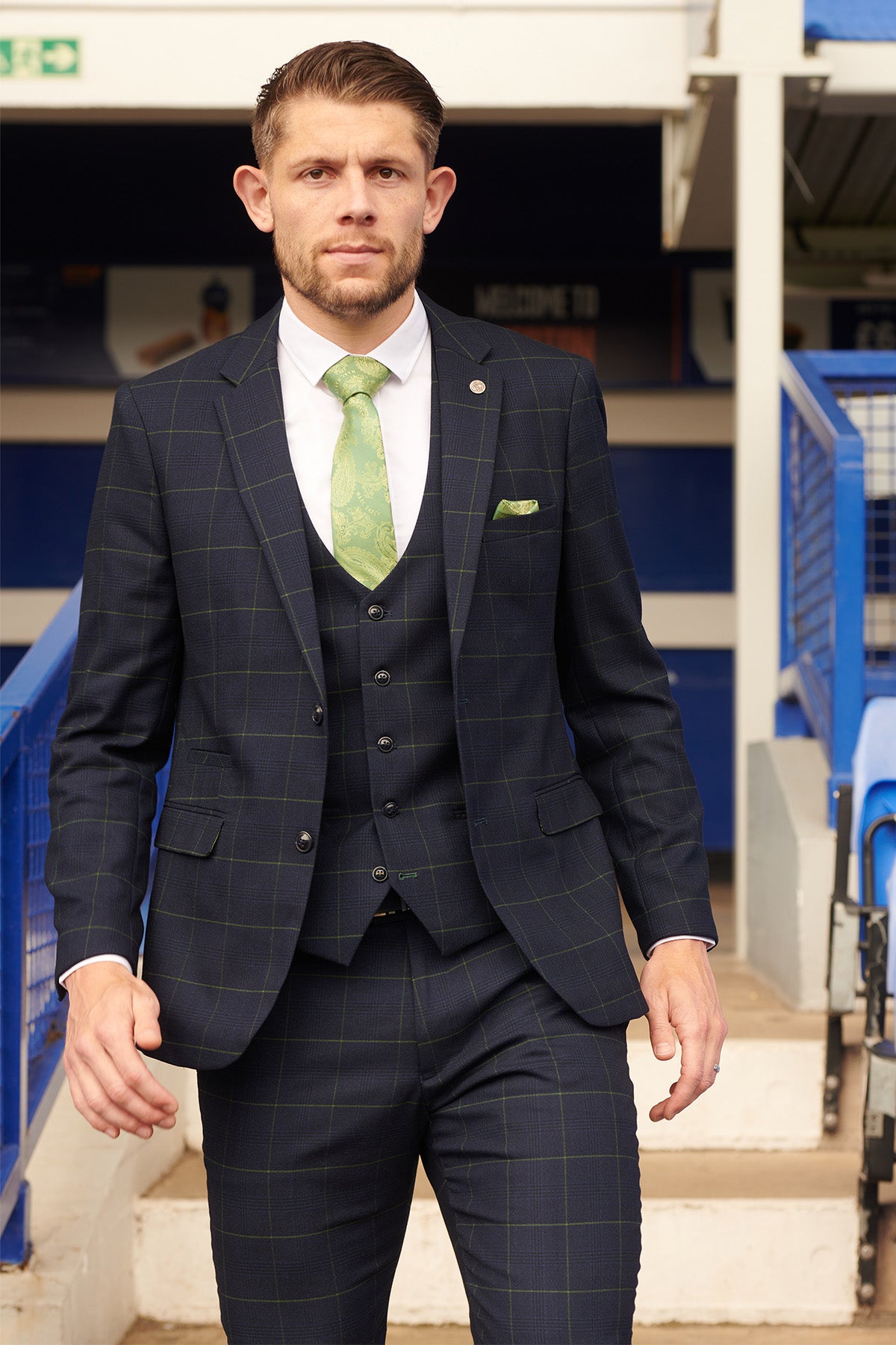 Everton FC James Tarkowski Navy Green Check Suit - Official EDINSON Football Jersey for Match Day & Fan Events