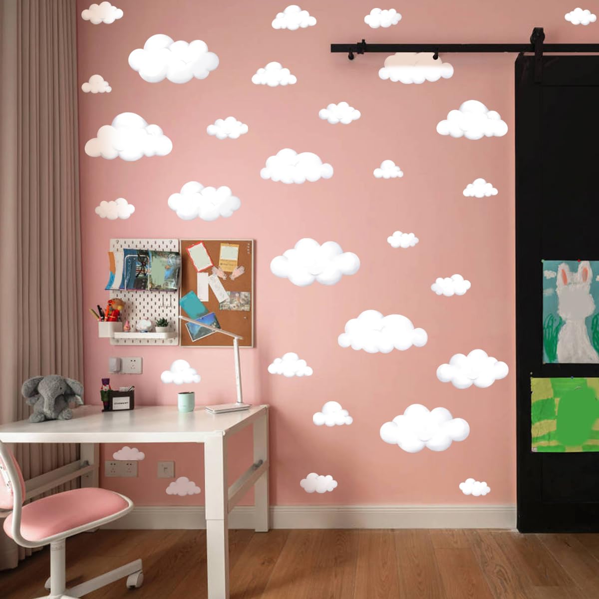 Watercolor Clouds Wall Decals - Removable Boho Cloud Wall Stickers for Nursery, Playroom & Kids Bedroom Decor - Perfect for Baby Boys or Girls Room, DIY Home Decoration & Wall Art