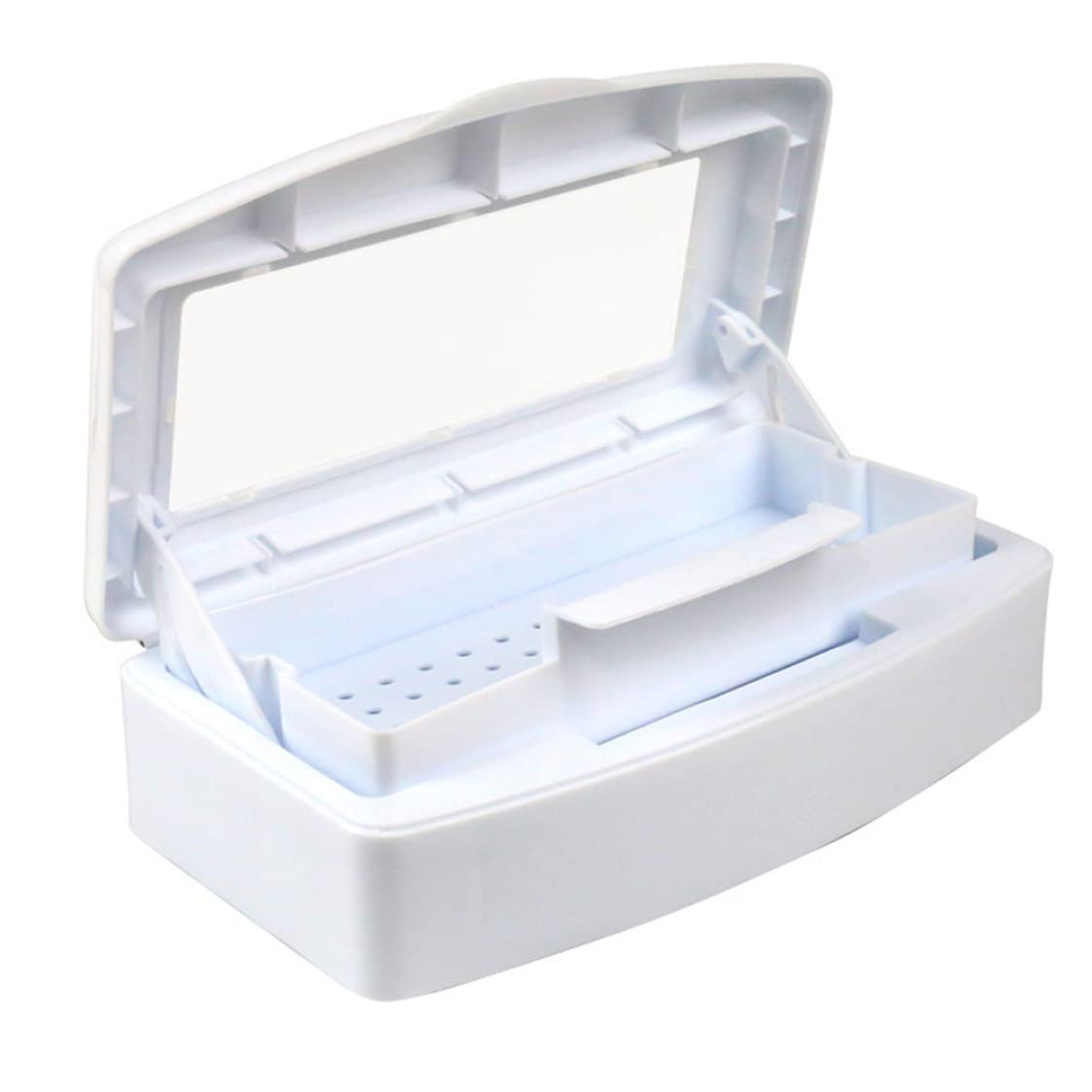 Professional Nail Art Tool Storage Case - Manicure Tweezers Cleaning Box & Organizer for Nail Tools, White | Portable Nail Salon Organizer for Home & Travel Use
