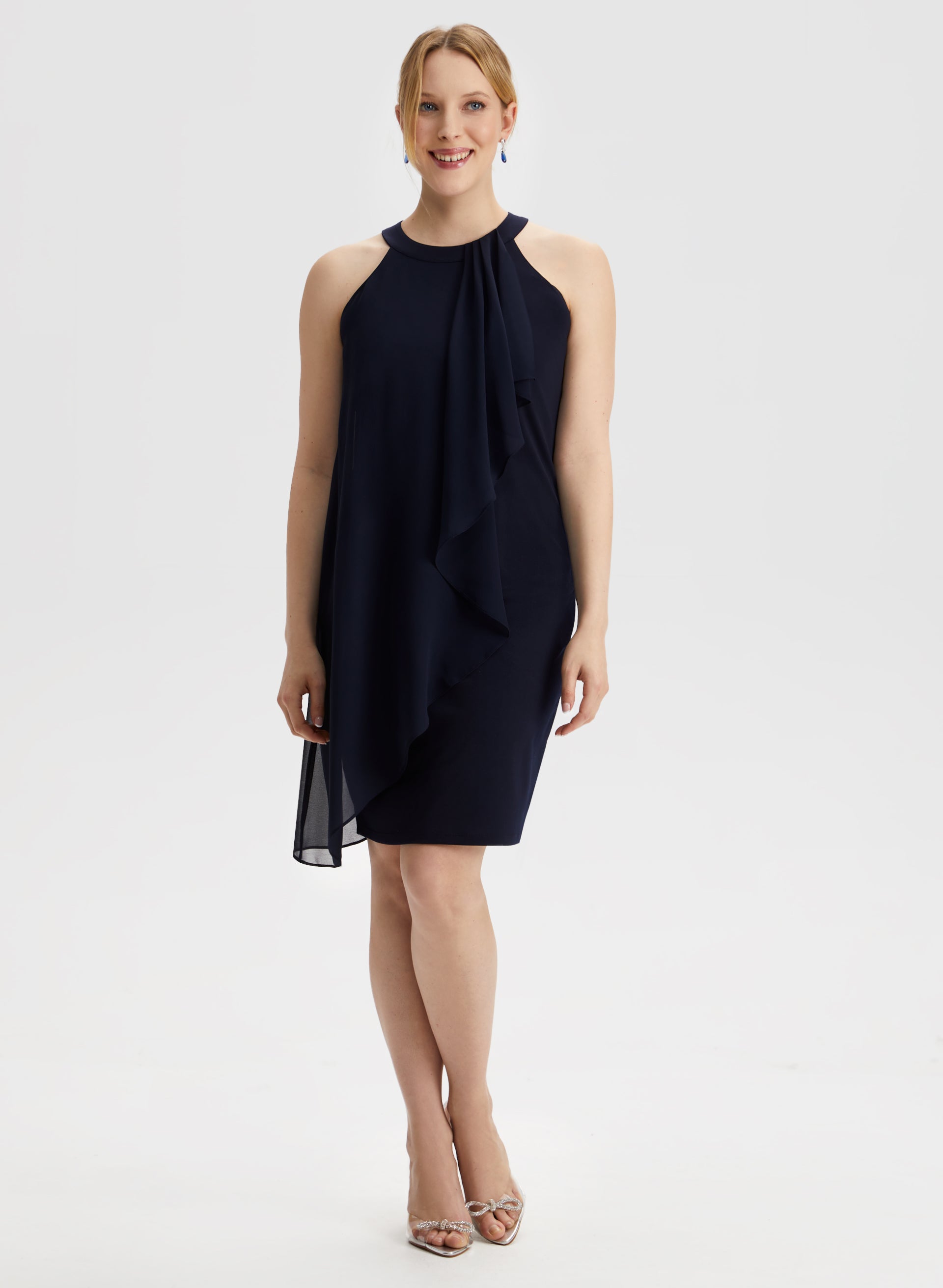 Cleo Neck Ruffle Dress for Women - Elegant Floral Print Summer Party Dress | Perfect for Weddings, Cocktail Parties & Date Nights