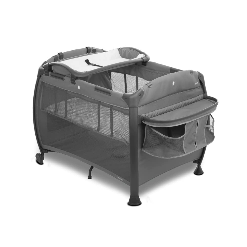 Joovy Room-Playard Portable Baby Playpen with Removable Bassinet & Changing Table - Charcoal Gray | Nursery Center for Newborns & Toddlers | Perfect for Home, Travel & Daycare Use