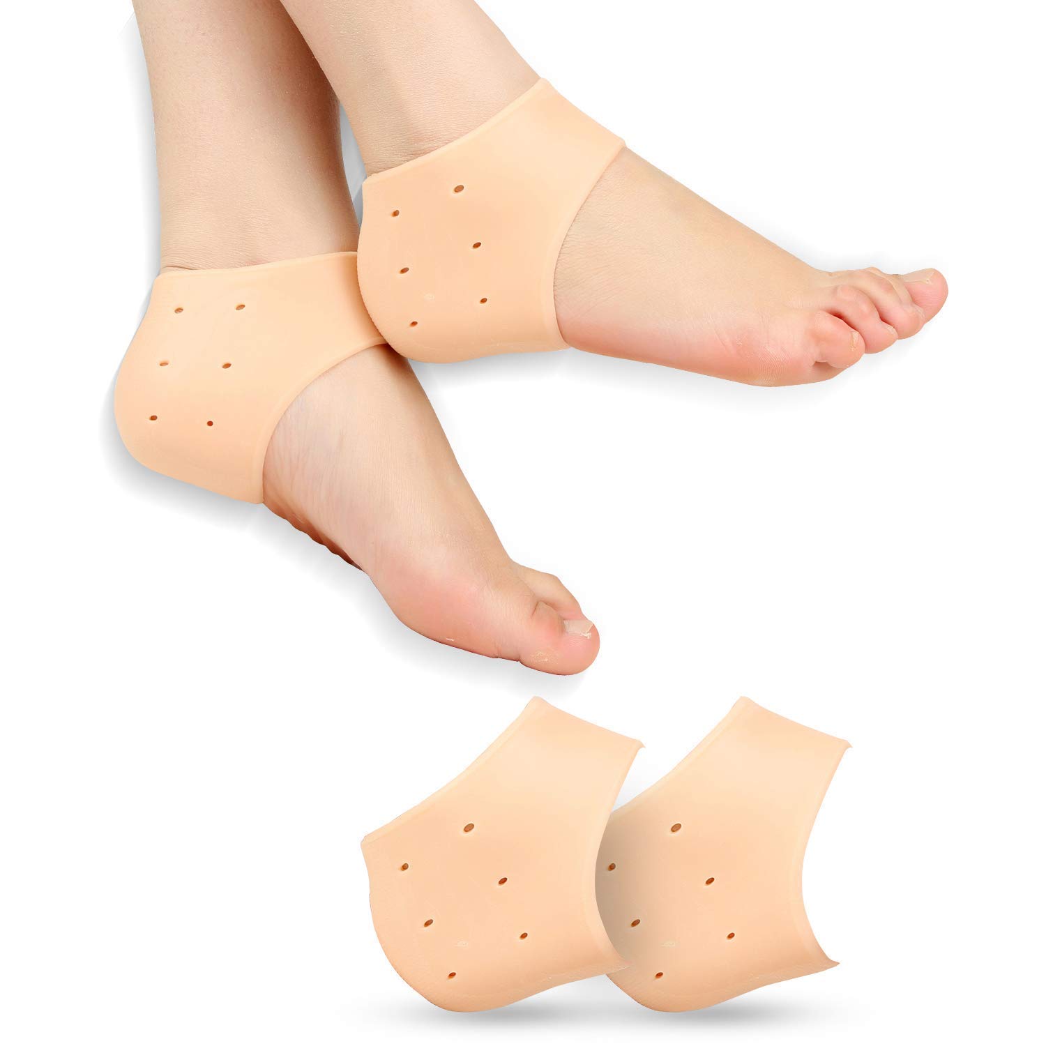 Spefez Silicone Heel Pads for Foot Pain Relief - Cushioned Heel Support Insoles for Women & Men - Half Heel Socks Combo for All-Day Comfort (Ideal for Work, Running & Standing Long Hours)