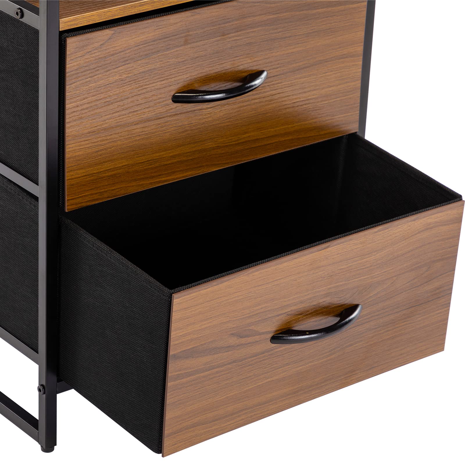 DUHOME Nightstand with 2 Drawers & Shelves - Wooden Top Bedside Table for Bedroom & Living Room Storage