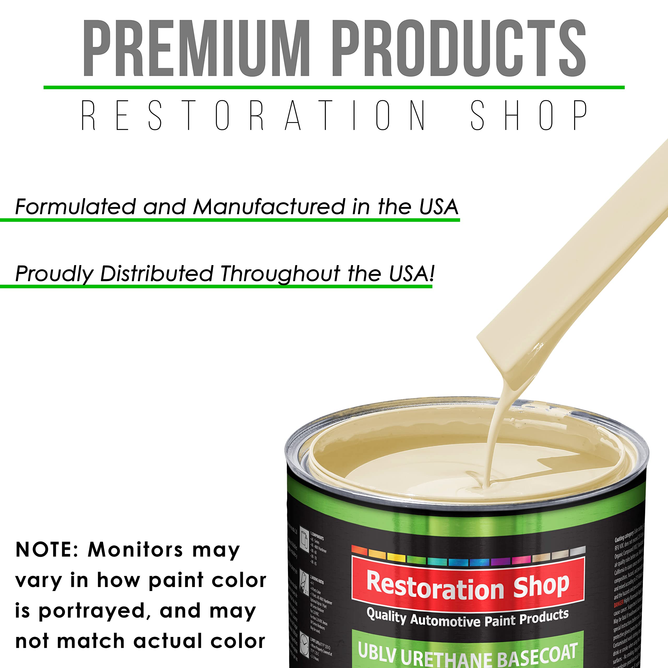 Restoration Shop Wimbledon White Low VOC Urethane Basecoat Auto Paint - 1 Gallon High Gloss Professional Automotive Refinish Coating for Cars & Trucks | Perfect for Classic Car Restoration & Vehicle Touch-Ups