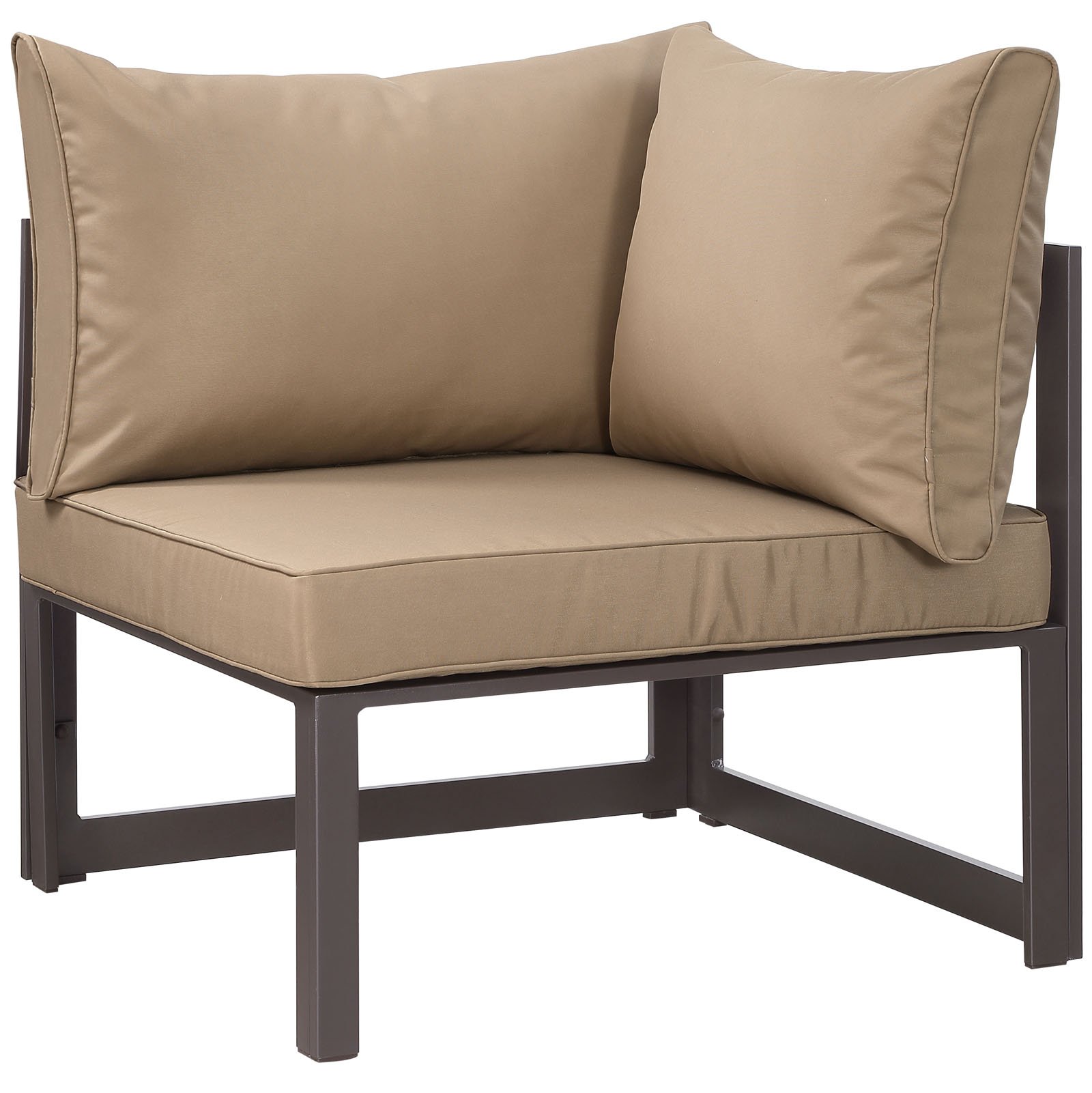 Modway Fortuna Aluminum Outdoor Patio Corner Chair - Brown Mocha - Weather-Resistant Lounge Chair for Garden, Poolside & Backyard Relaxation