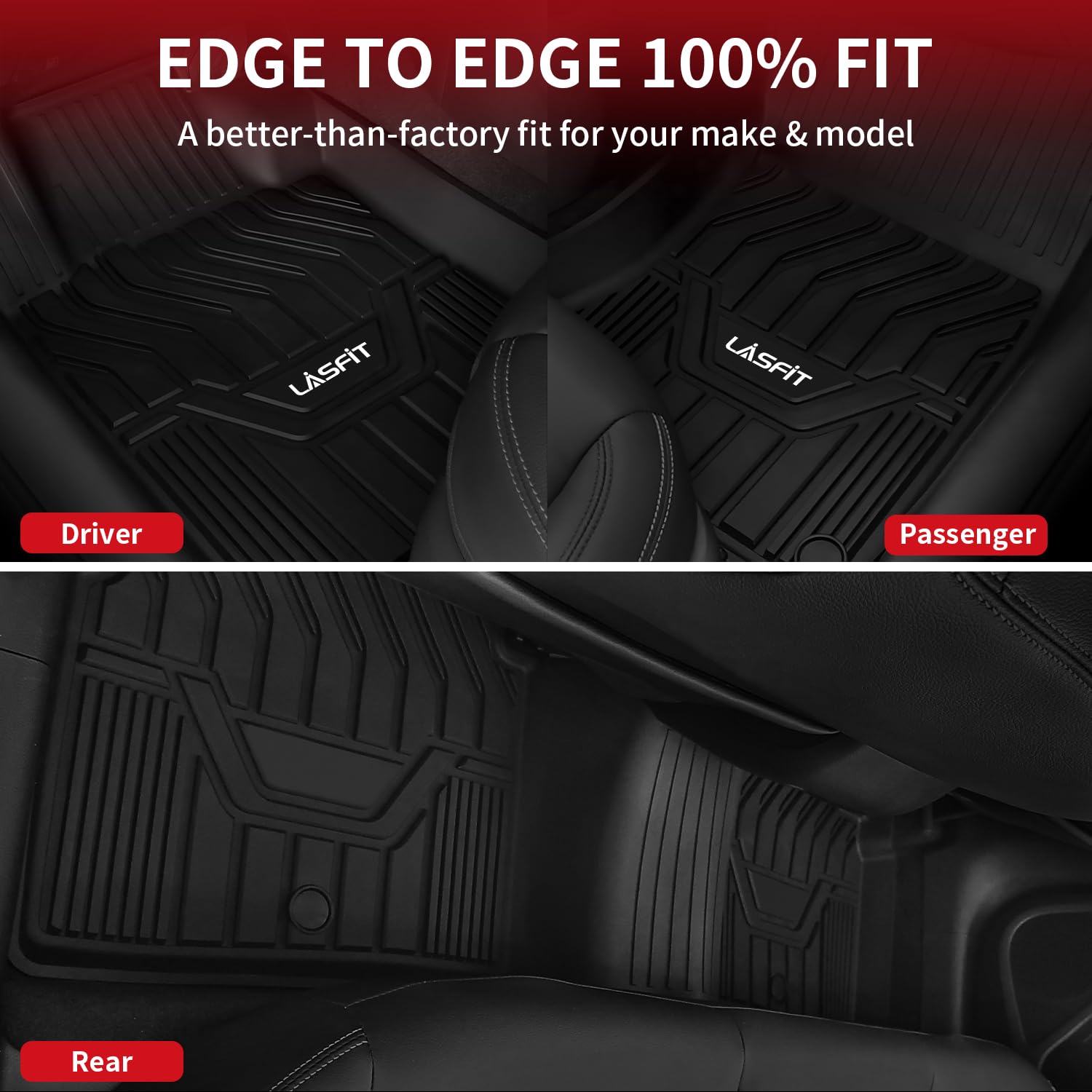 LASFIT Custom Fit All-Weather Floor Mats for Nissan Altima 2019-2025 (Front & Rear) - TPE Durable Car Floor Liners for Altima S/SL/SR/SV/Platinum Models - Perfect for Daily Commute, Road Trips & Winter Protection (Black)