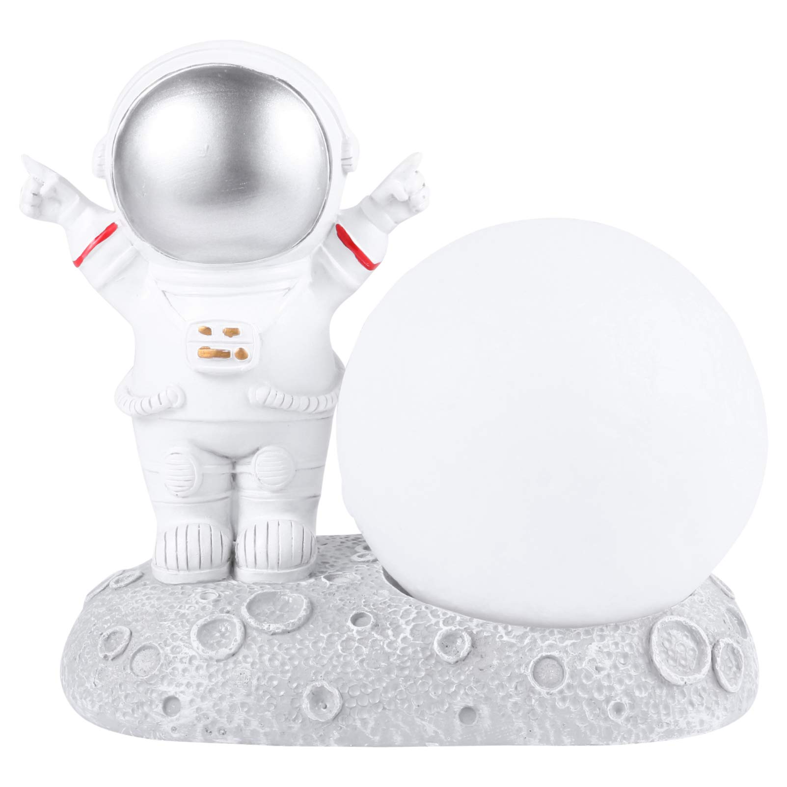 PRETYZOOM Astronaut Night Light - Resin LED Spaceman Table Lamp for Bedroom, Living Room, Wedding & Nursery Decor (Silver) | Perfect for Kids' Room, Gift Giving & Space Theme Decorations