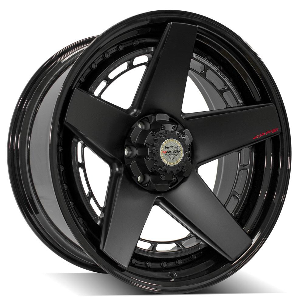 4Play Forged Series 4PF5 Matte Black Center with Gloss Black Barrel 22x10.0 Wheels - 18 Offset, 6x135/6x139.7mm Bolt Pattern, 106.1mm Hub Bore - Perfect for Off-Road Trucks & SUVs