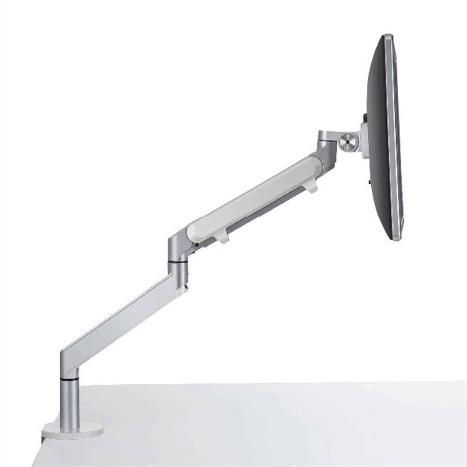 Adjustable Gas Spring Monitor Arm Stand for 17-32 Inch LCD LED Screens - Silver Gray Aluminum Single Monitor Mount Bracket - Perfect for Home Office, Gaming Setup & Workspace Ergonomics