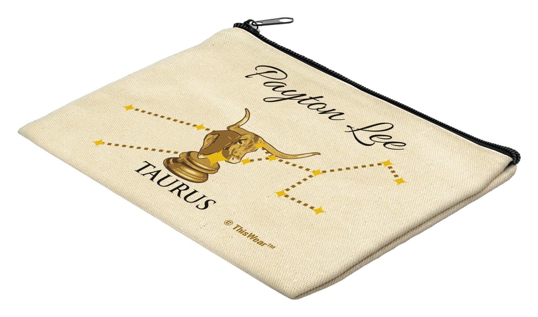 Personalized Taurus Zodiac Makeup Bag - Unique Astrology Gift for Women, Perfect for Travel, Gym & Daily Essentials Organization