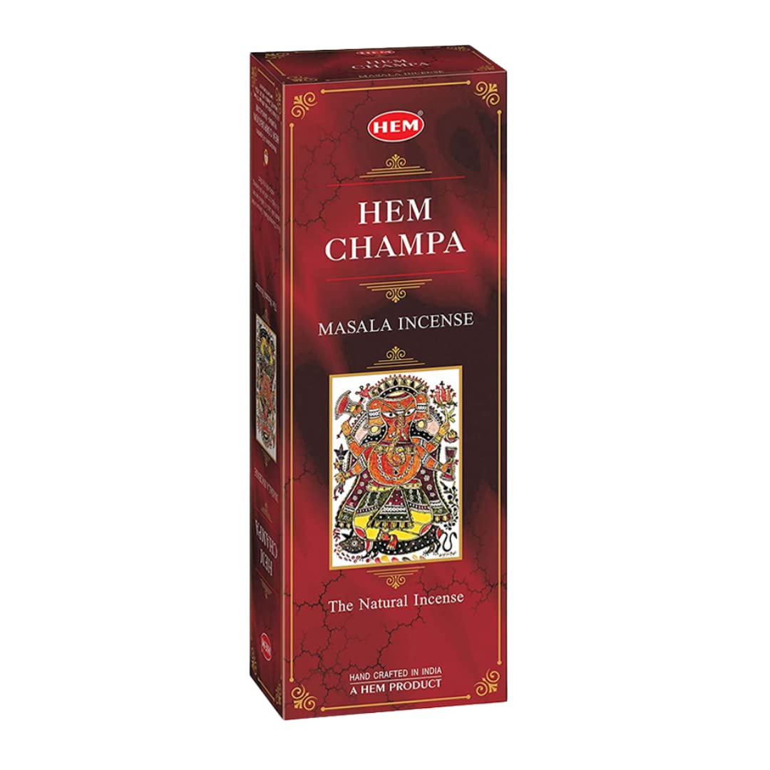 HEM Champa Masala Incense Sticks - 120 Count Pack | Natural Aromatherapy for Meditation, Yoga & Spiritual Relaxation | Air Freshener for Home, Office & Sacred Spaces | Perfect Gift Set (301g Each)