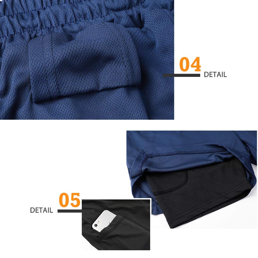 Surenow Men's Running Shorts - 2-in-1 Workout Shorts with Liner for Gym, Yoga & Outdoor Sports | 7-Inch Breathable Athletic Shorts for Running, Training & Active Lifestyle