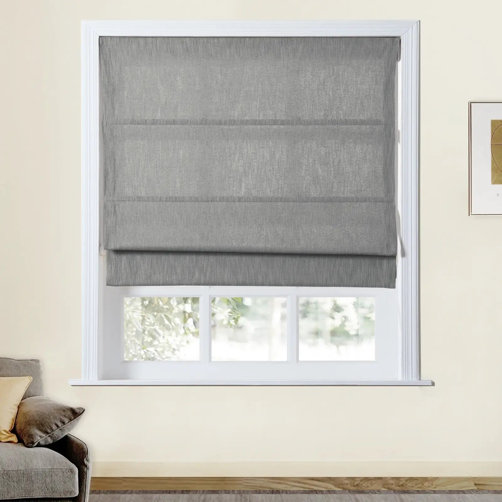 Cloe Cotton Blend Cordless Roman Shade - Blackout Window Treatment for Bedroom & Living Room - Plus Size Home Decor