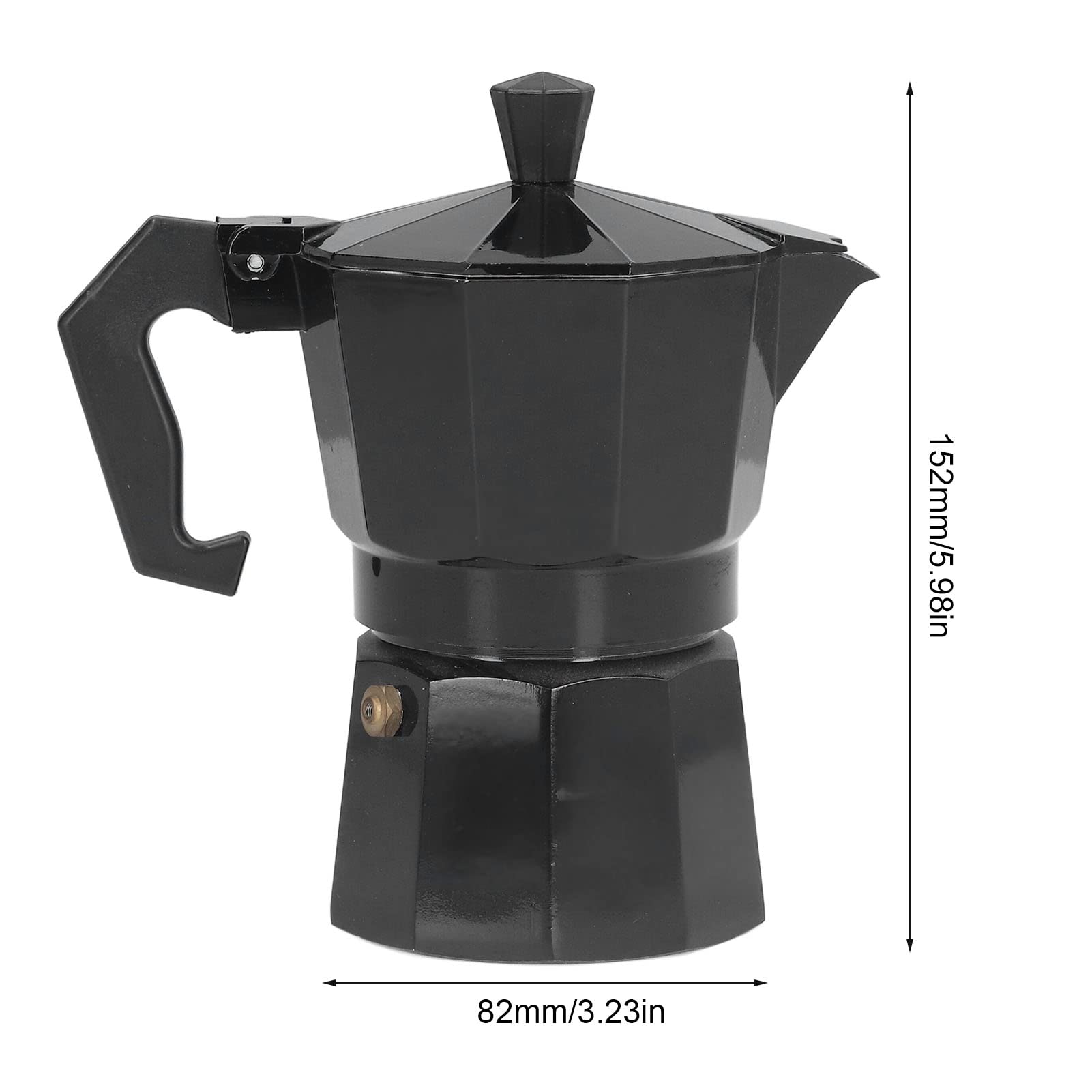 Stovetop Espresso Maker - 150ML 3 Cup Moka Pot for Coffee & Tea - Aluminum Octagonal Induction-Compatible Moka Coffee Maker (Black) | Perfect for Home Brewing, Camping & Italian-Style Espresso