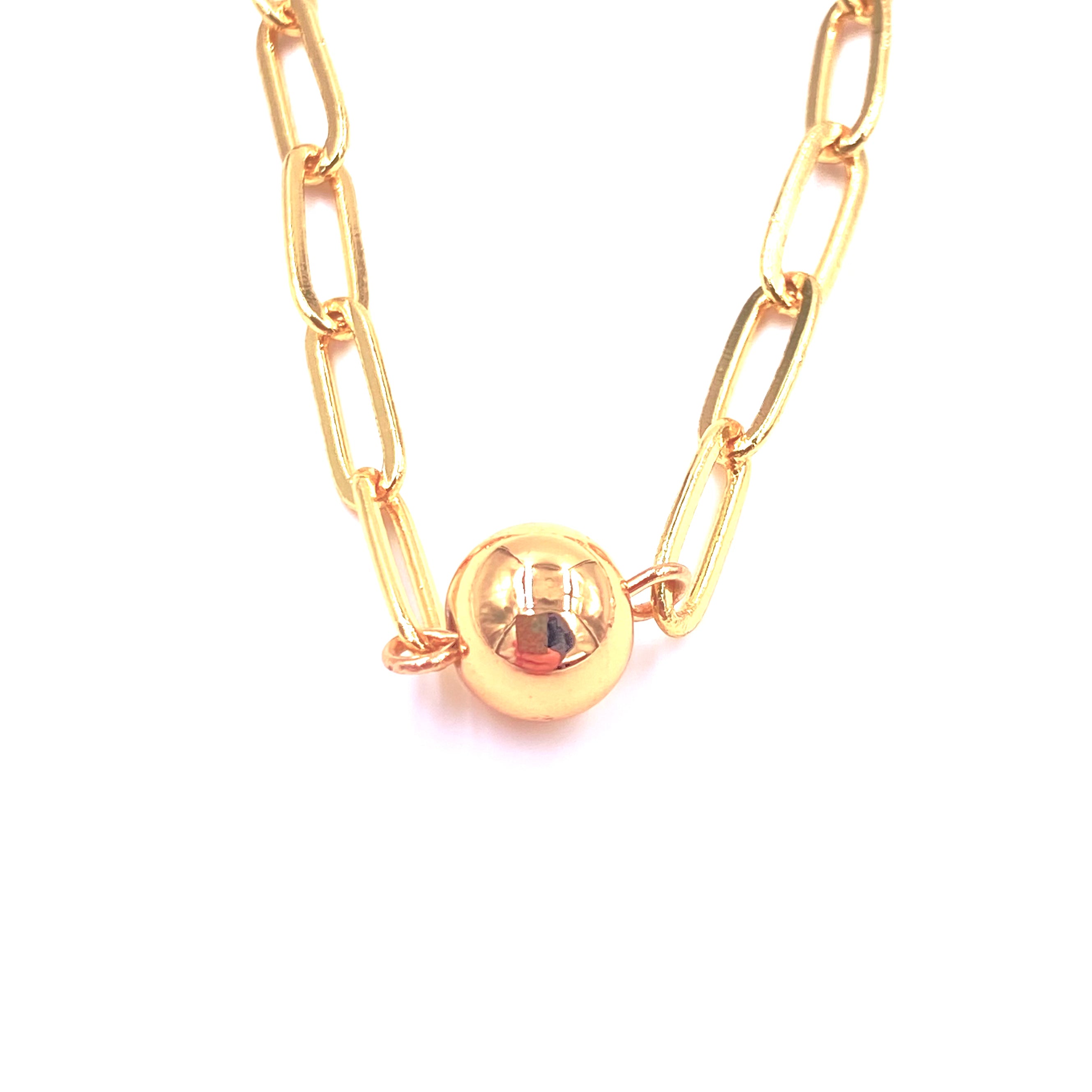 Ashley Gold Stainless Steel Single Ball Design Necklace - Elegant Minimalist Jewelry for Women, Perfect for Everyday Wear, Date Nights & Special Occasions