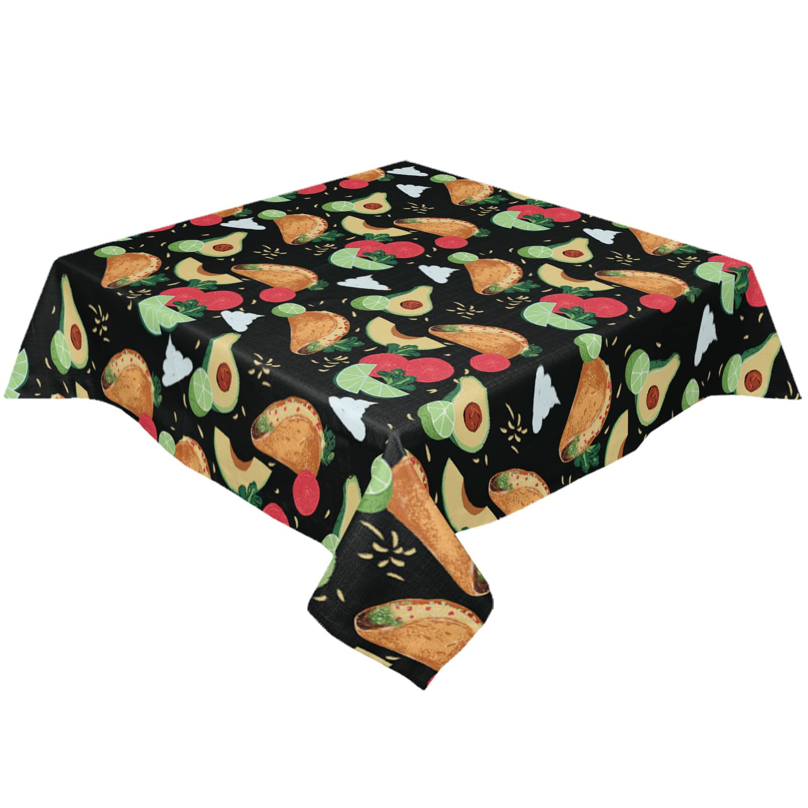 54x54 Inch Waterproof Polyester Square Tablecloth - Tropical Avocado & Cantaloupe Print, Oil-Proof Decorative Table Cover for Dining Tables, Banquets, Parties & Weddings | Perfect for Outdoor Picnics, Kitchen Decor, and Mexican-Themed Events