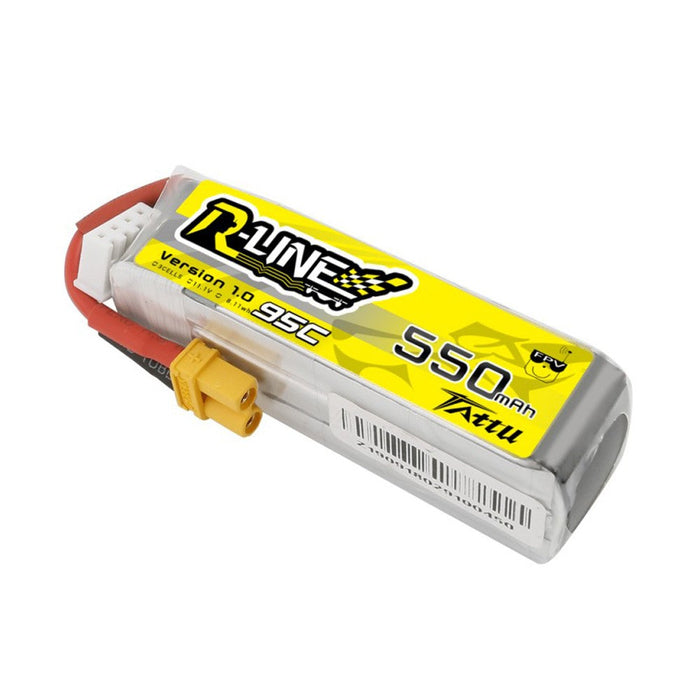 TATTU 550mAh 3S 95C 11.1V LiPo Battery Pack with XT30 Plug - High Performance RC Drone Battery for FPV Racing and Aerial Photography